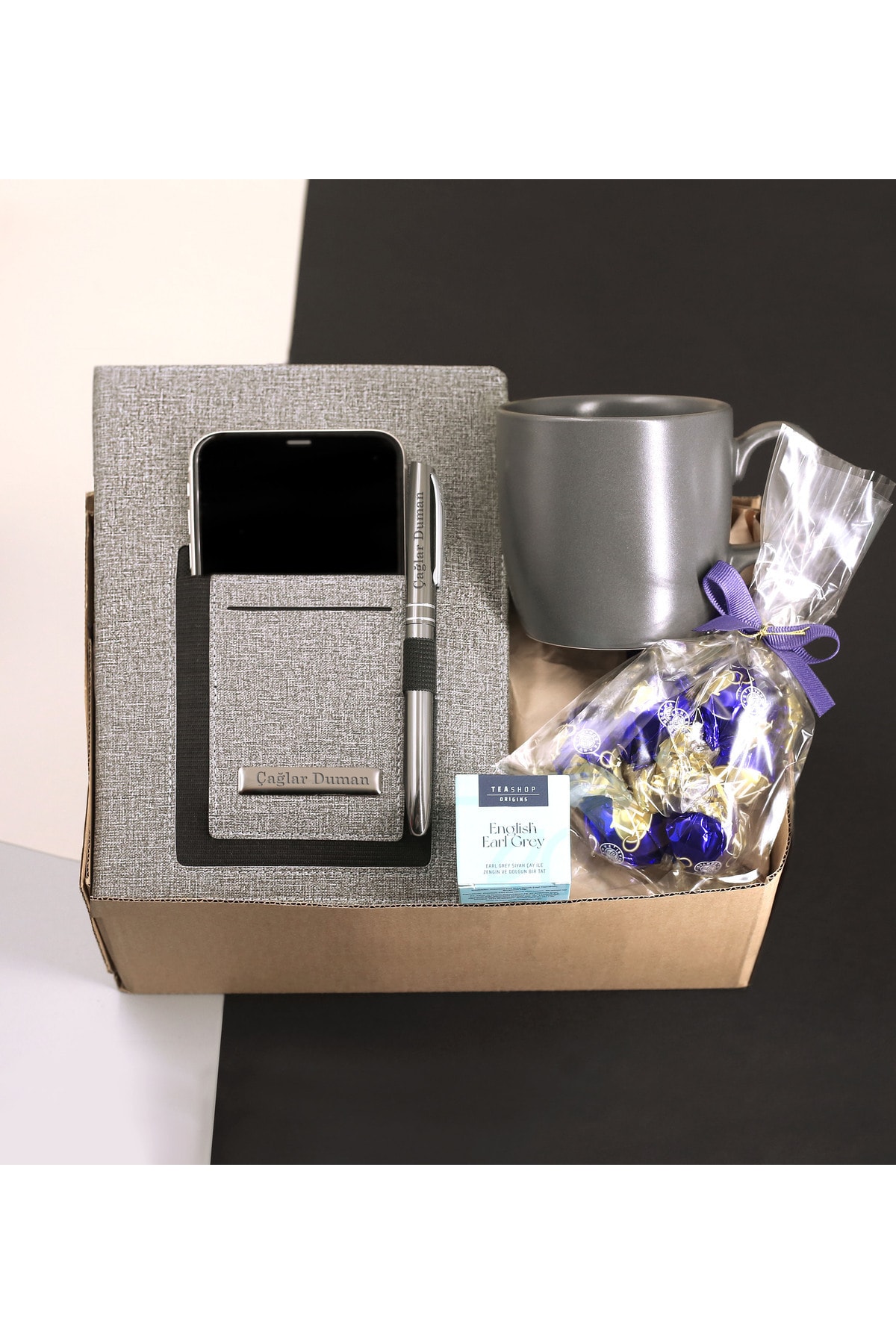 Personalized Notebook & Personalized Pen & Mug & Teashop & Lavi Chocolate Gift Set