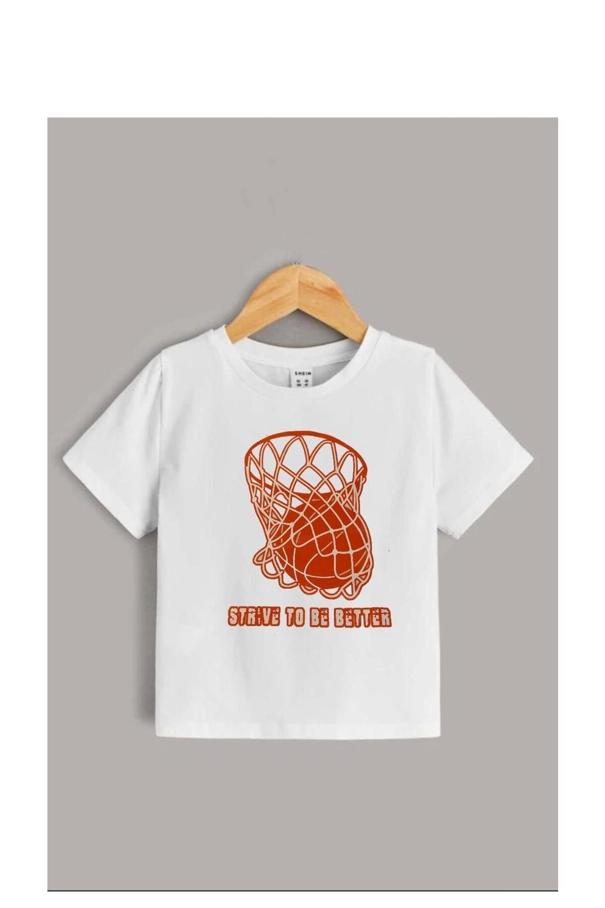 MORNİNG KİDS Tricou Pentru Copii Imprimat Cu Coș De Baschet Alb Masculin - 9–10 years