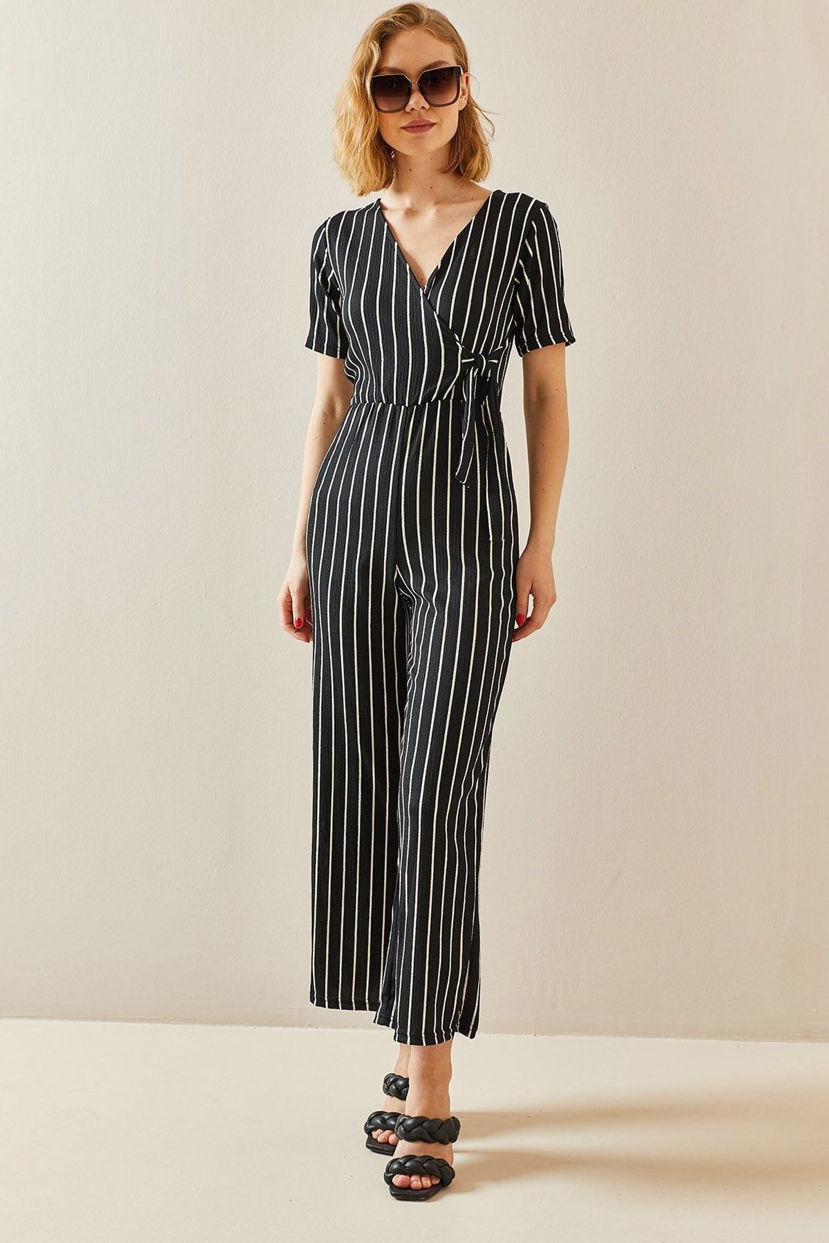 Black striped jumpsuit 2025