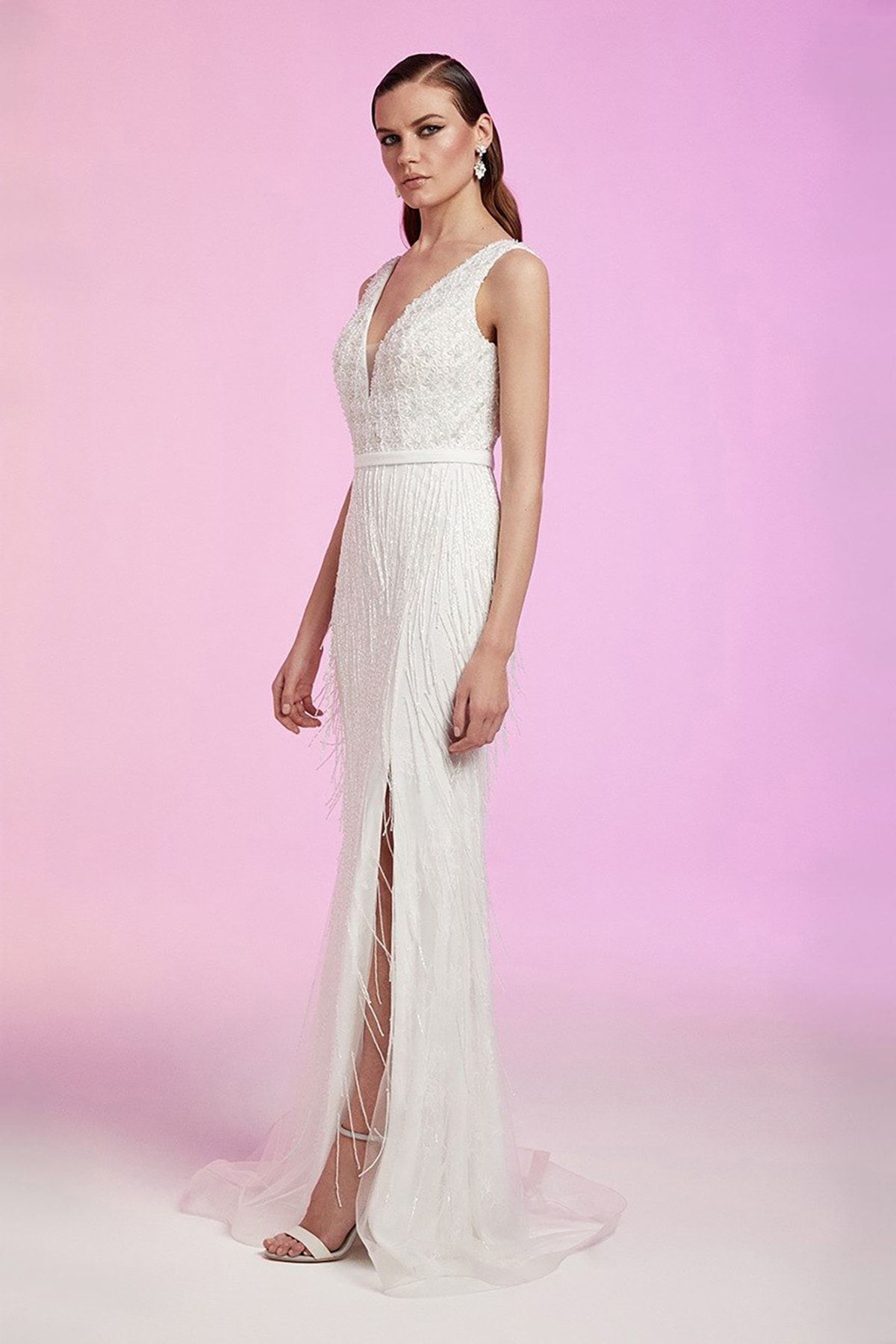Deep v neck evening dress store