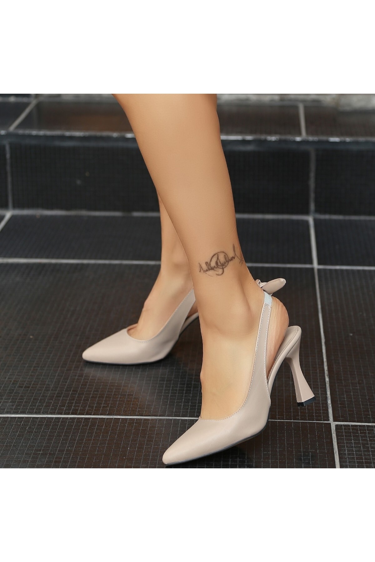 Kadın Sten Vizon Cilt Topuklu Ayakkabı