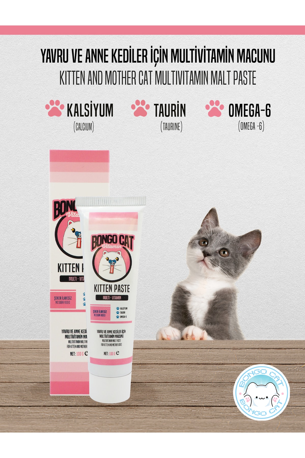 BONGO CAT Kıtten Malt Paste - 100gr. Yavru ve Anne Kedi Multivitamin Malt Macun