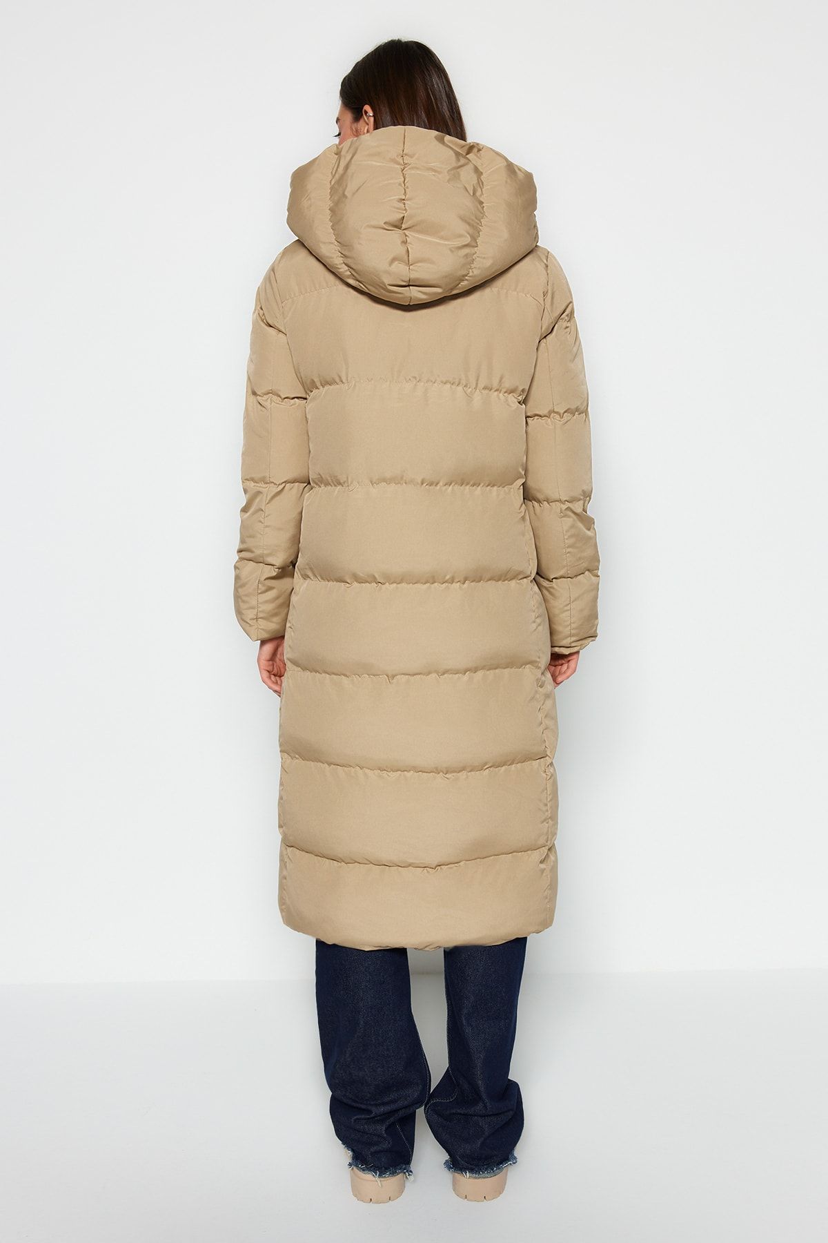 Trendyol Collection-Mink Regular Side Snap Closure Water Repellent Long Quilted down Coat Twoaw24Mo00044 5