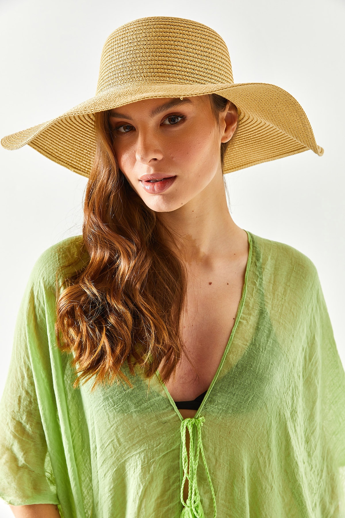 Women's Beige Straw HatŞPK-00000006