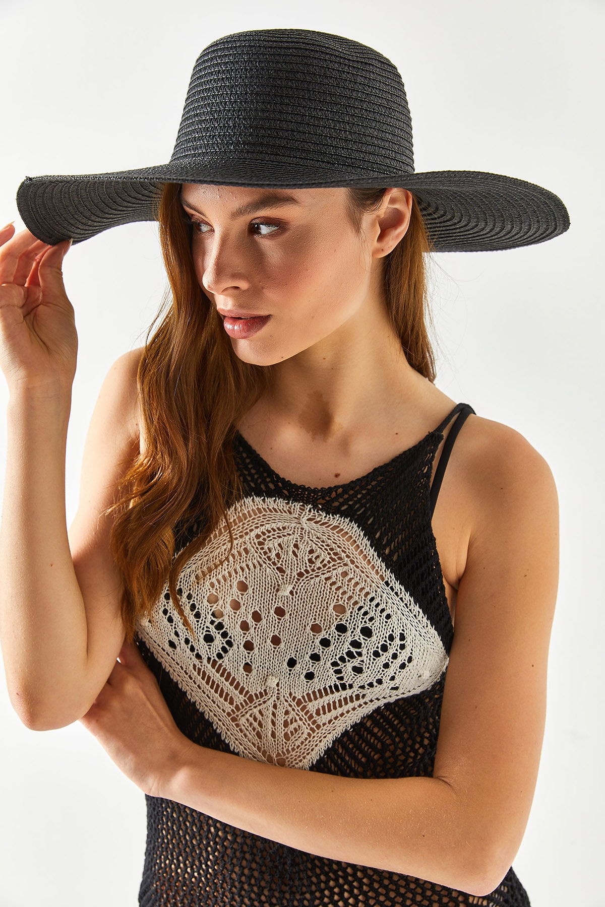 Women's Black Straw HatŞPK-00000006