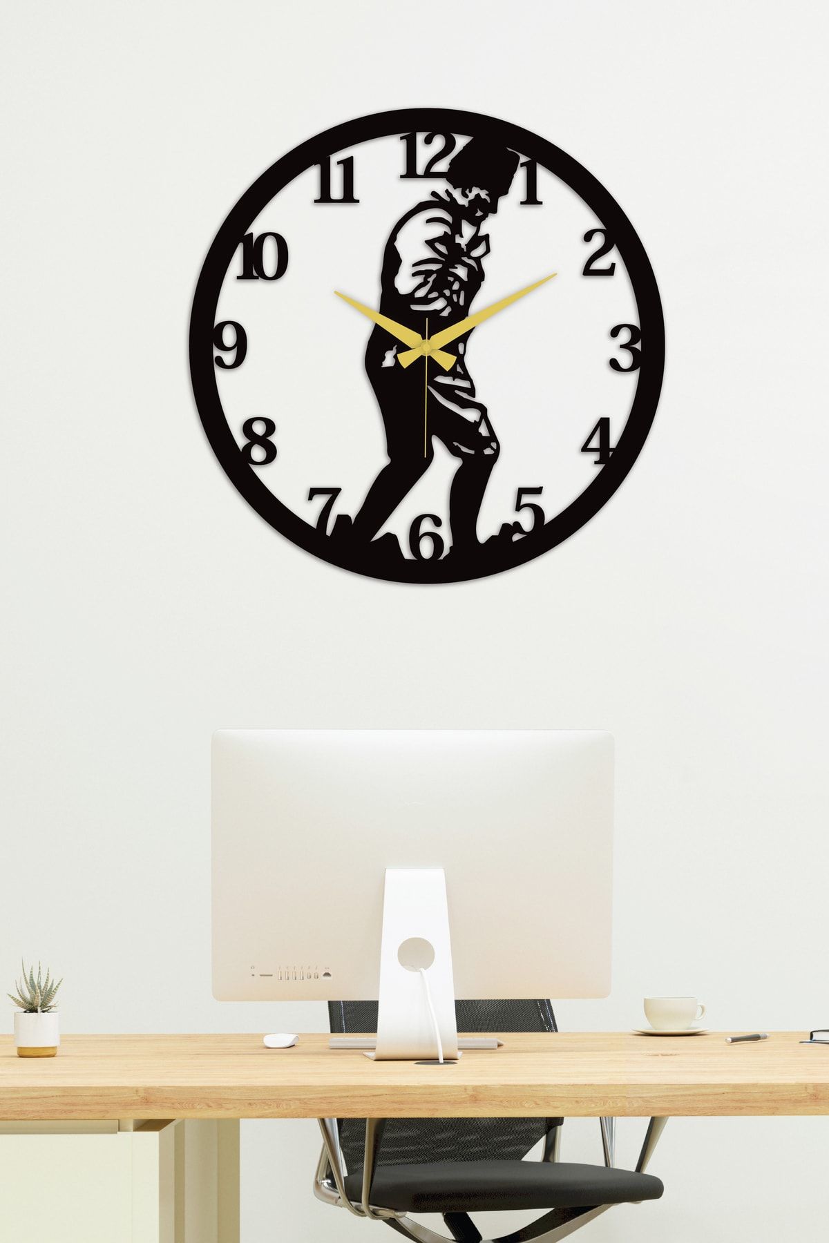 Gowpenart Atatürk Kocatepe Металлические черные настенные часы для дома и офиса - Подарочные часы - 50 х 50 см AtatürkKocaSaatS001