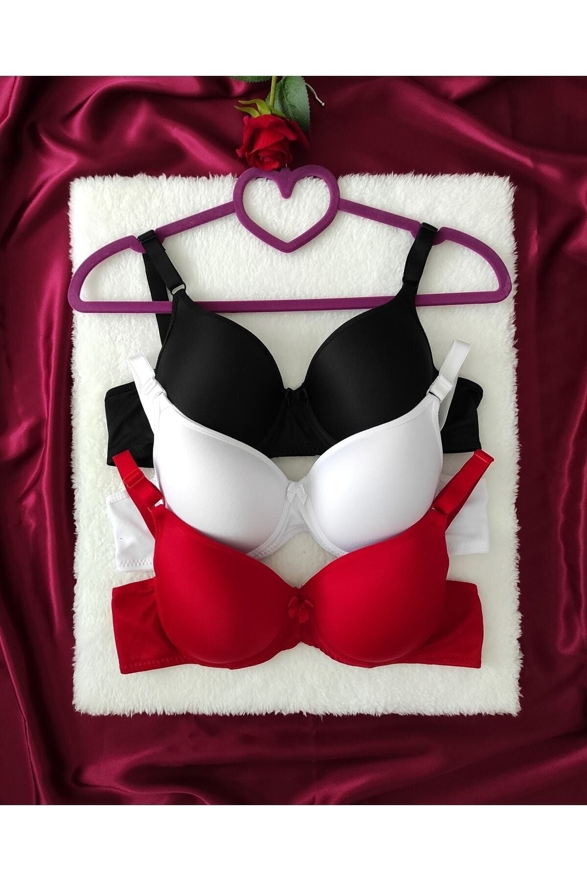 HTN LİNGERİE Women's Red Lace Padded Bra Panties Underwear Set - Trendyol