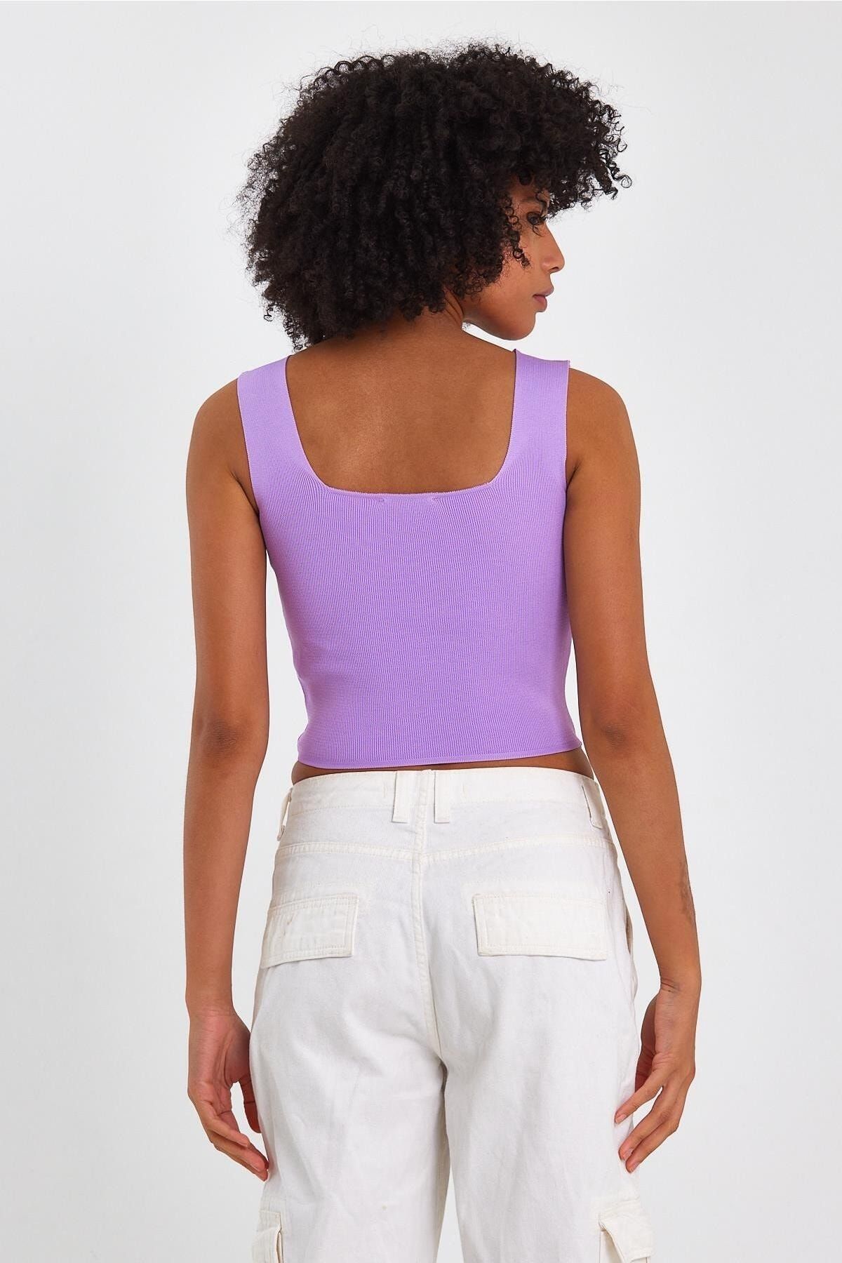 ALEXANDERGARDI-ALEXANDERGARDİ SQUARE COLLAR CROP ATHLETE (A90779-S) 4