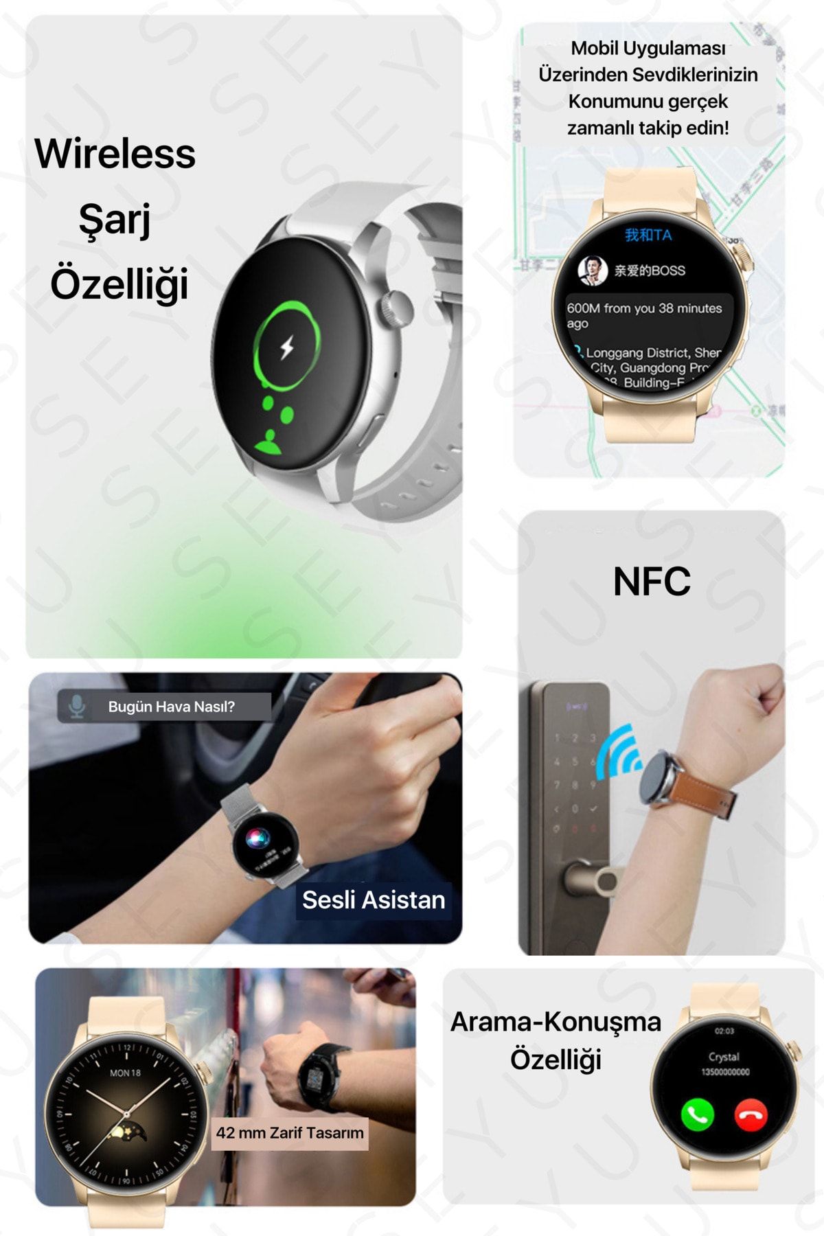 Watch G3 Pro Mini Akıllı Saat 42mm İphone Android Tüm Telefonlara Uyumlu Smartwatch