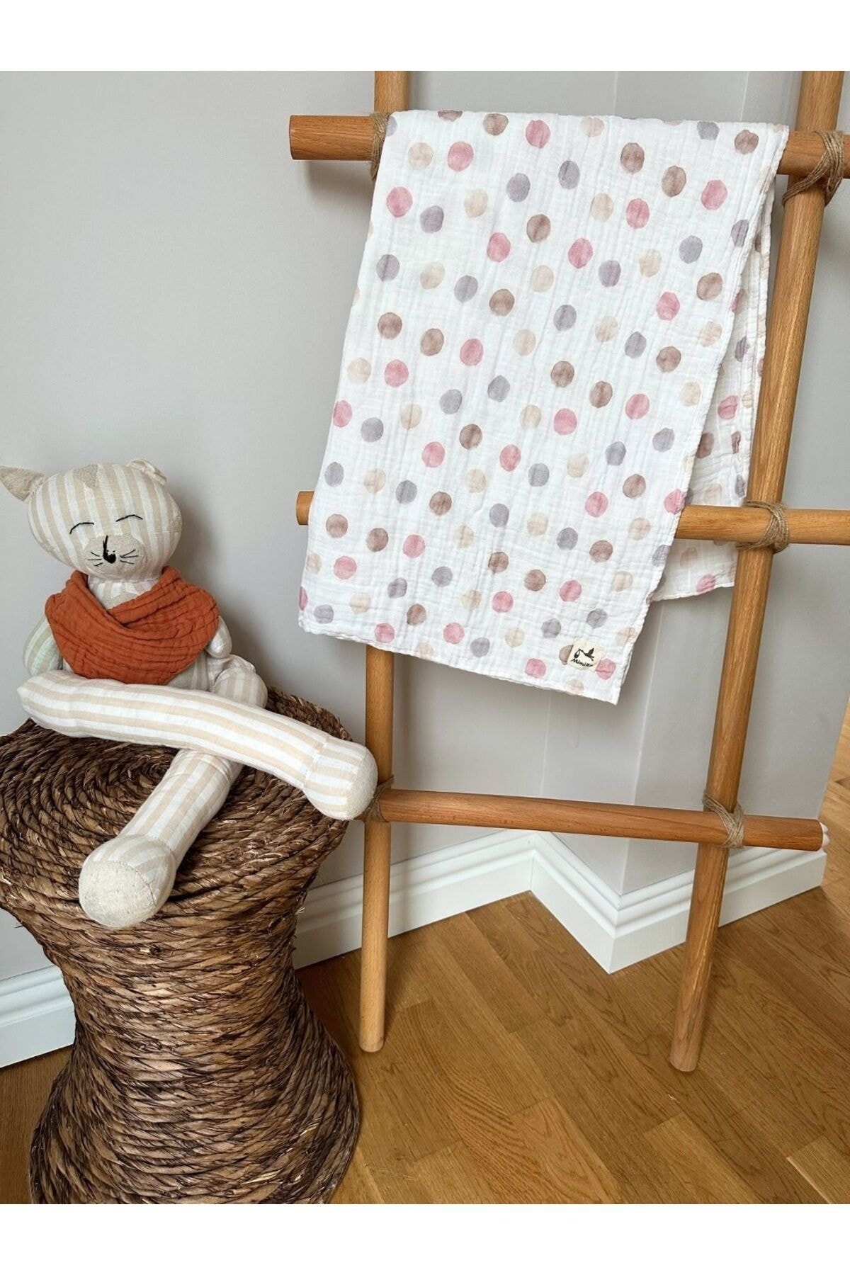 %100 Organik Pamuk Müslin Örtü Battaniye Çocuk Bebek Yeni Doğan 100x100cm MMUS10 - 