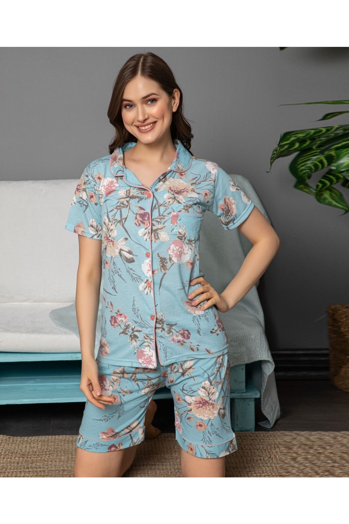 Women's cotton clearance short pajama set