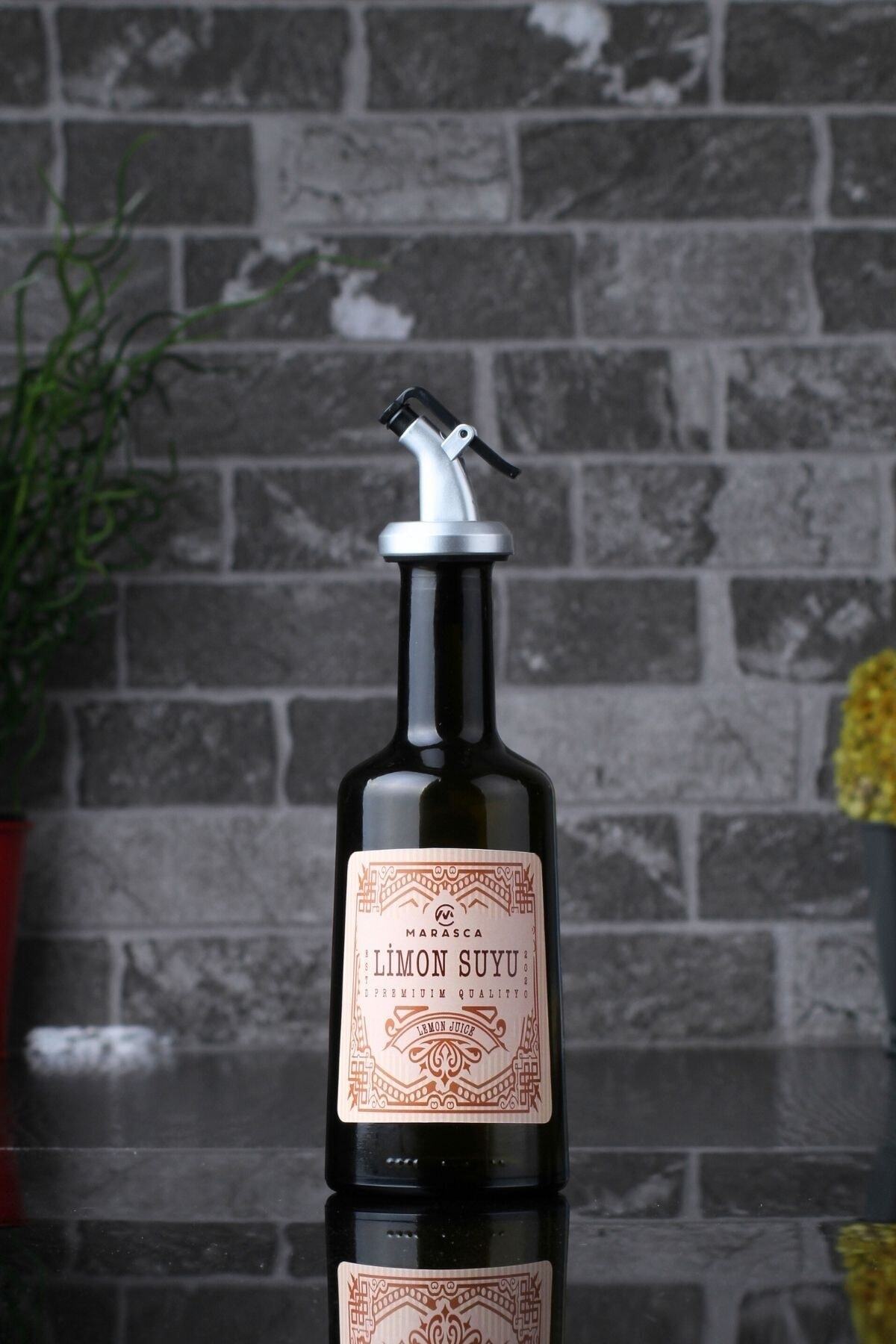 incili home-Marasca Wooden Stand Lemon Juice - Pomegranate Syrup - Vinegar Sauce Set Set of 3 250 Ml Rustic 5