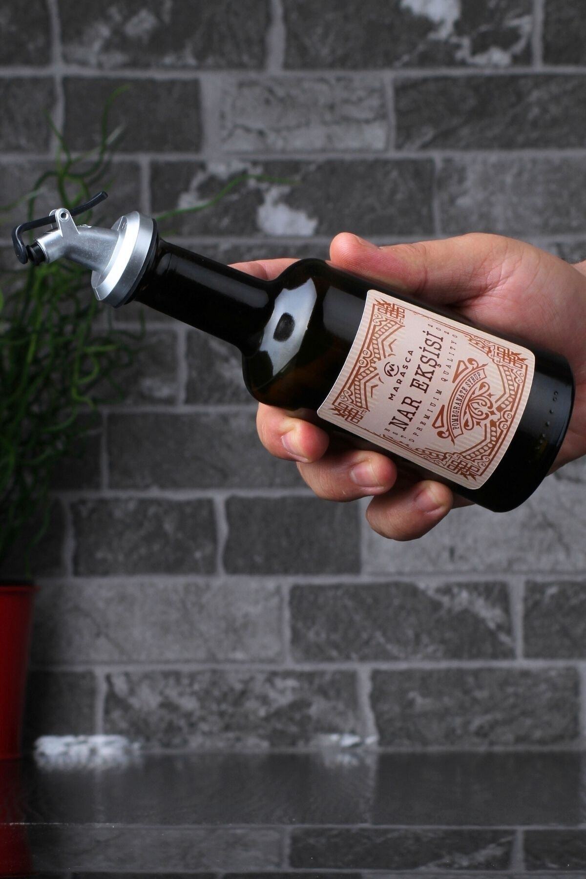 incili home-Marasca Wooden Stand Lemon Juice - Pomegranate Syrup - Vinegar Sauce Set Set of 3 250 Ml Rustic 8