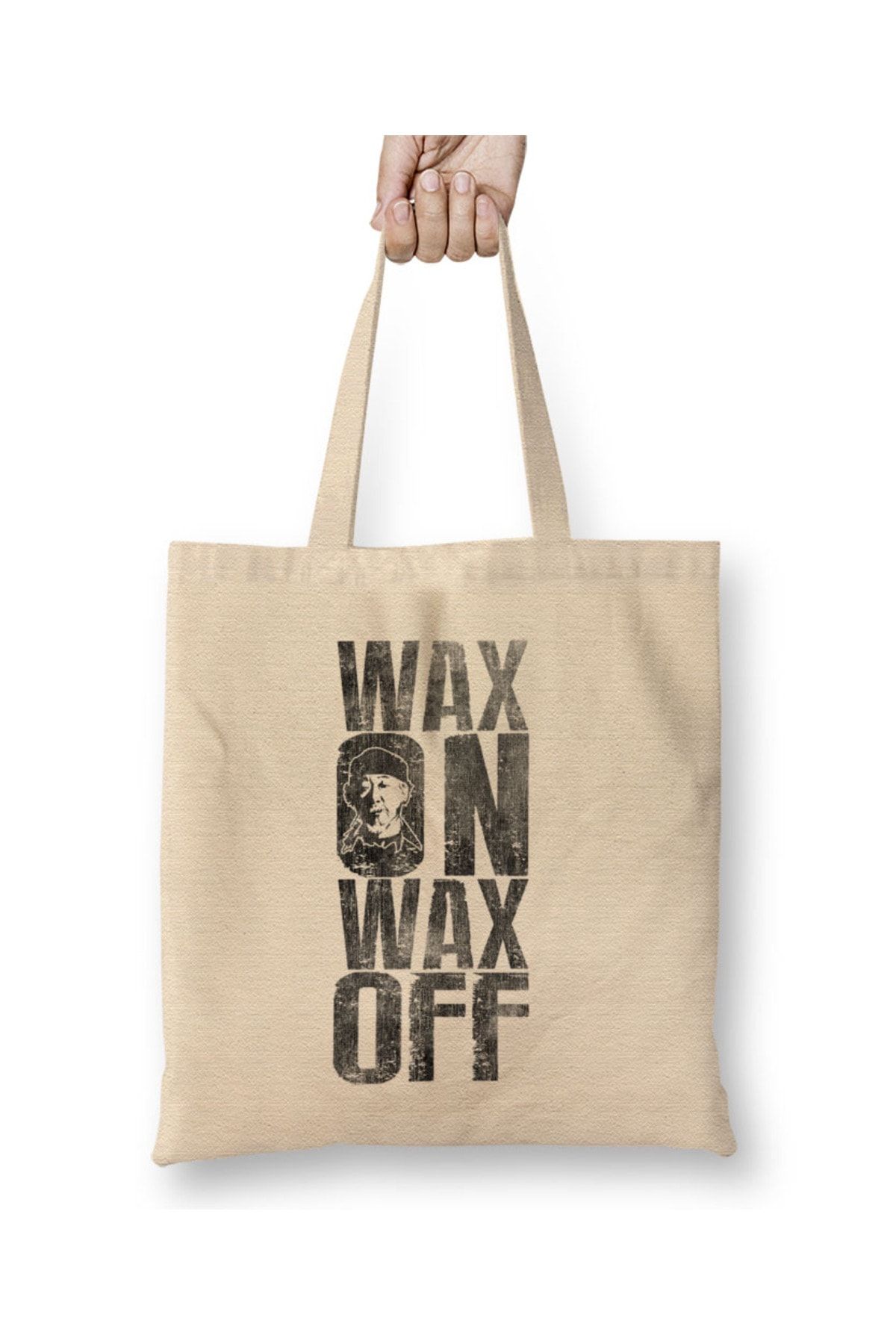 Baskı Dükkanı Wax On Wax Off Karate Kid Miyagi Geantă Din Pânză Cu Mâner Lung Unisex - Mărime unică