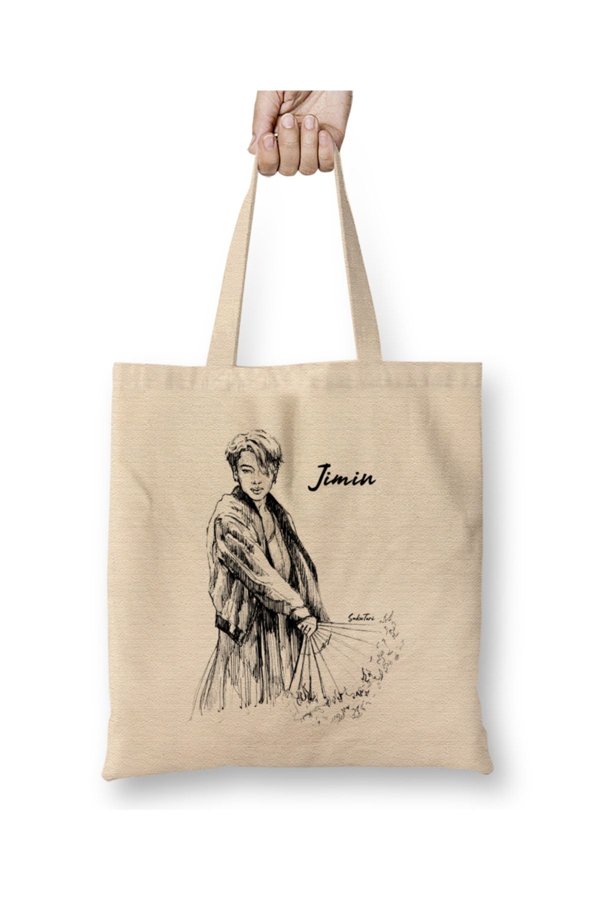 Bask D kkan Bts Jimin With Fan 01 Cloth Bag Long Handle