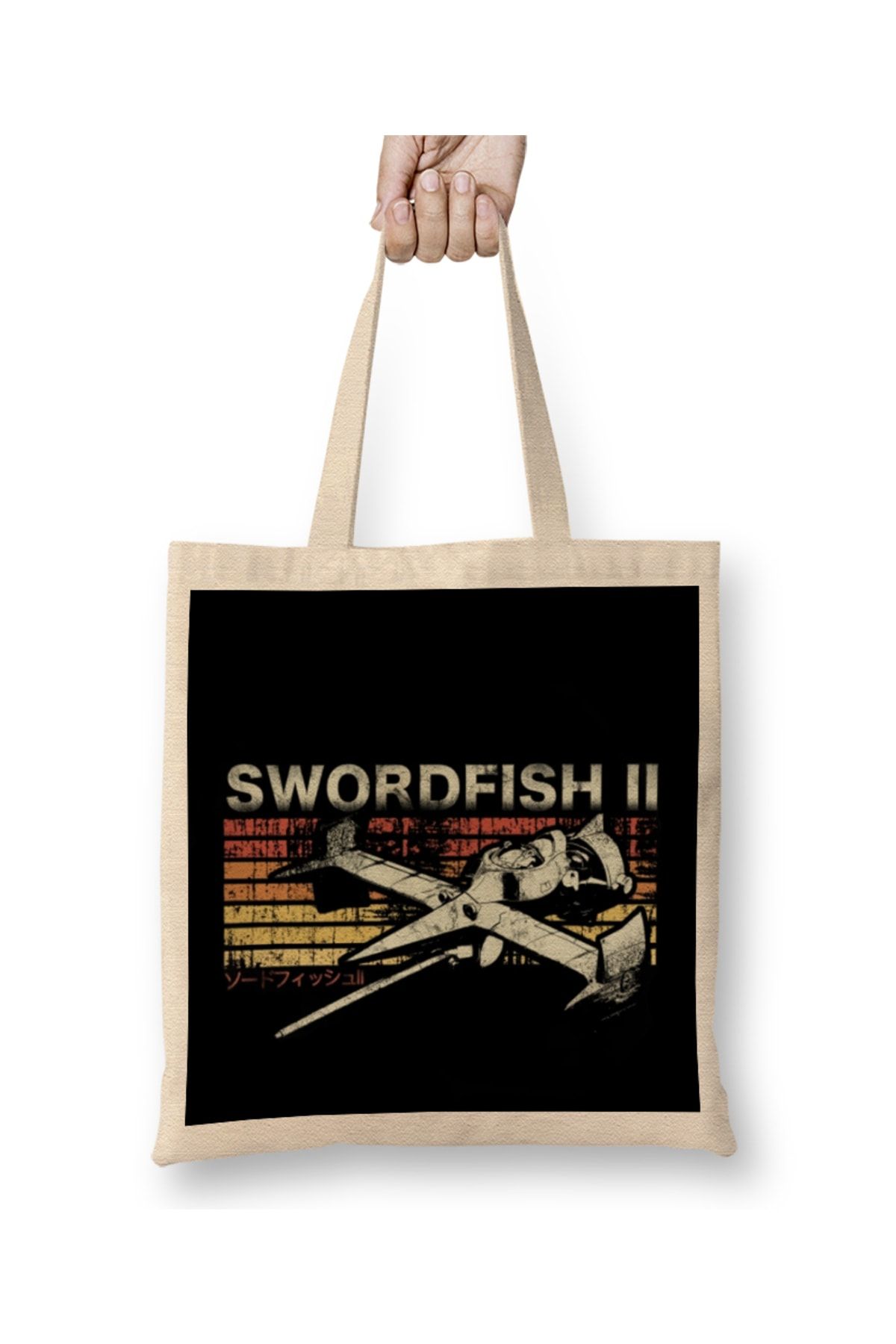 Baskı Dükkanı Retro Swordfish Tote Bag Long Handle