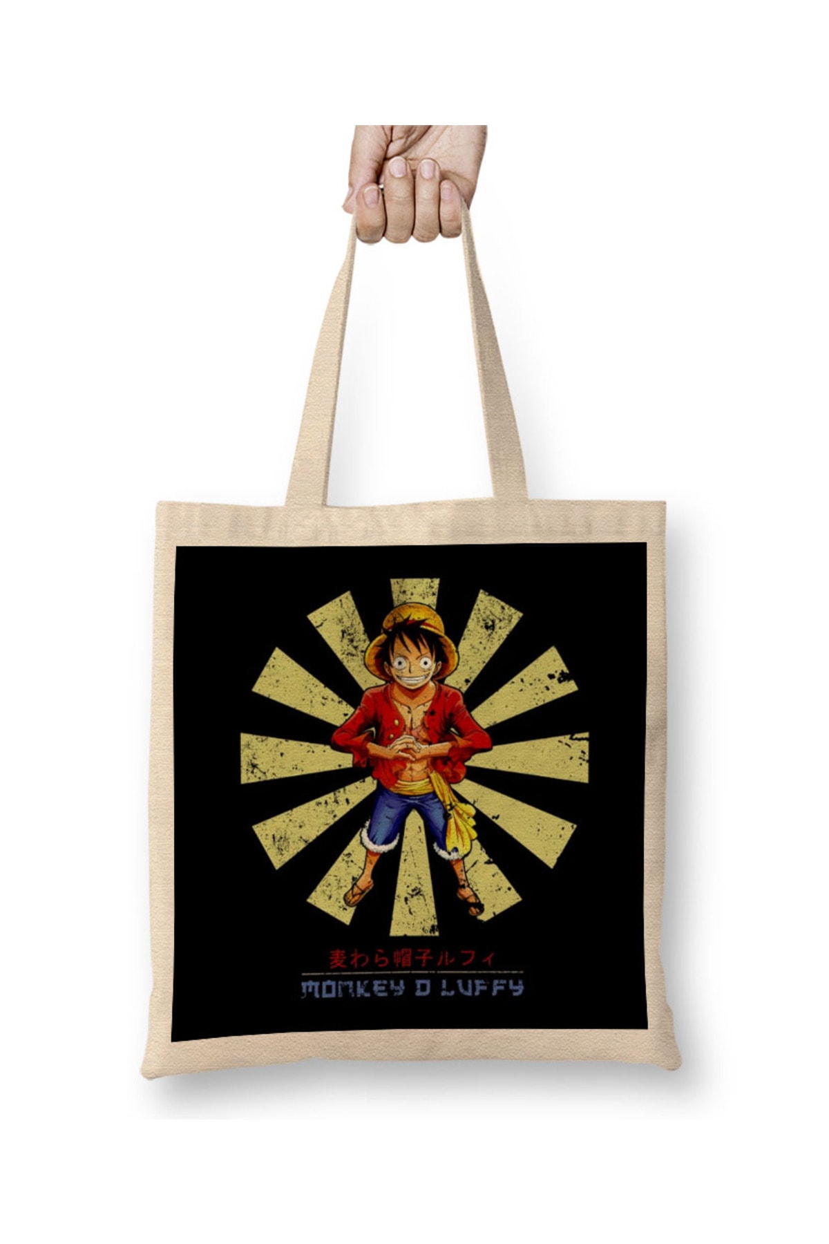 Monkey D Luffy Retro Japanese One Piece Cloth Bag Long Handle