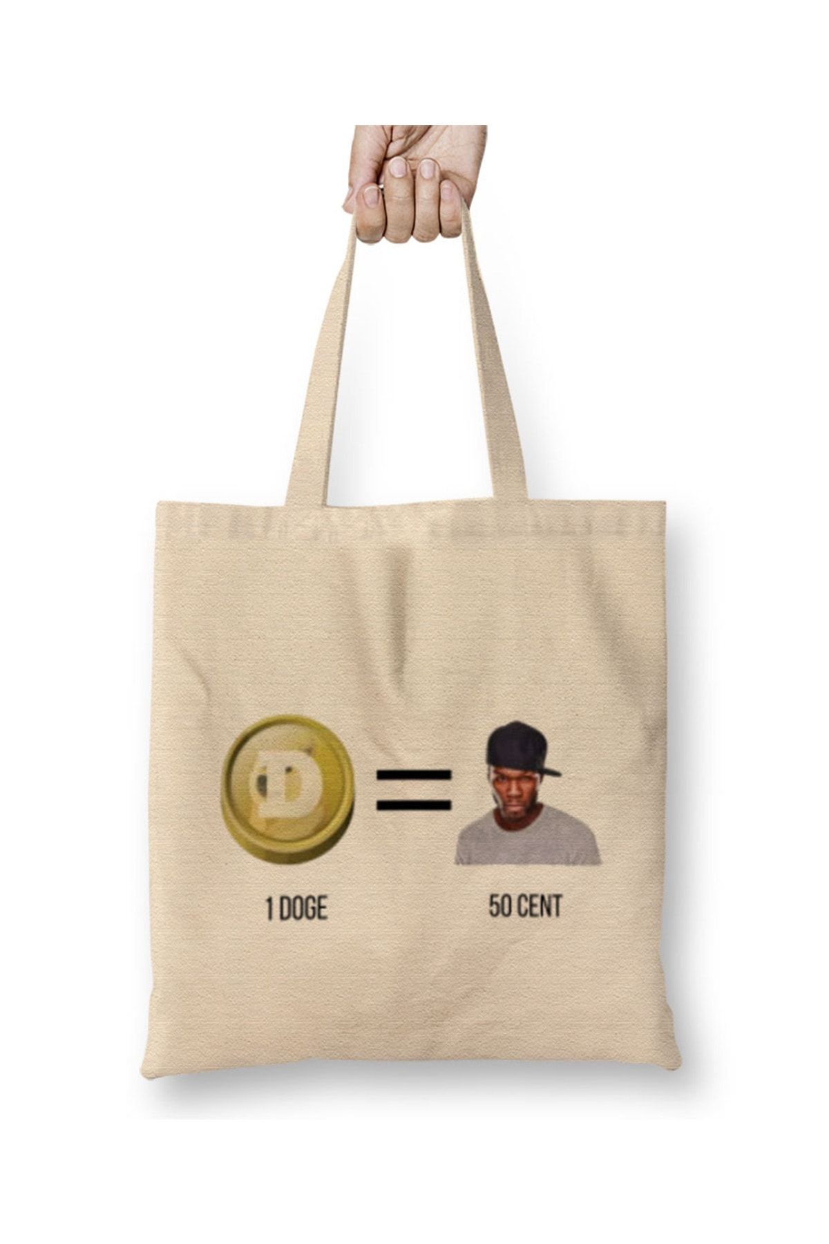 Baskı Dükkanı Dogecoin 1doge = 50cent Geantă Din Pânză Cu Mâner Lung Unisex - One Size