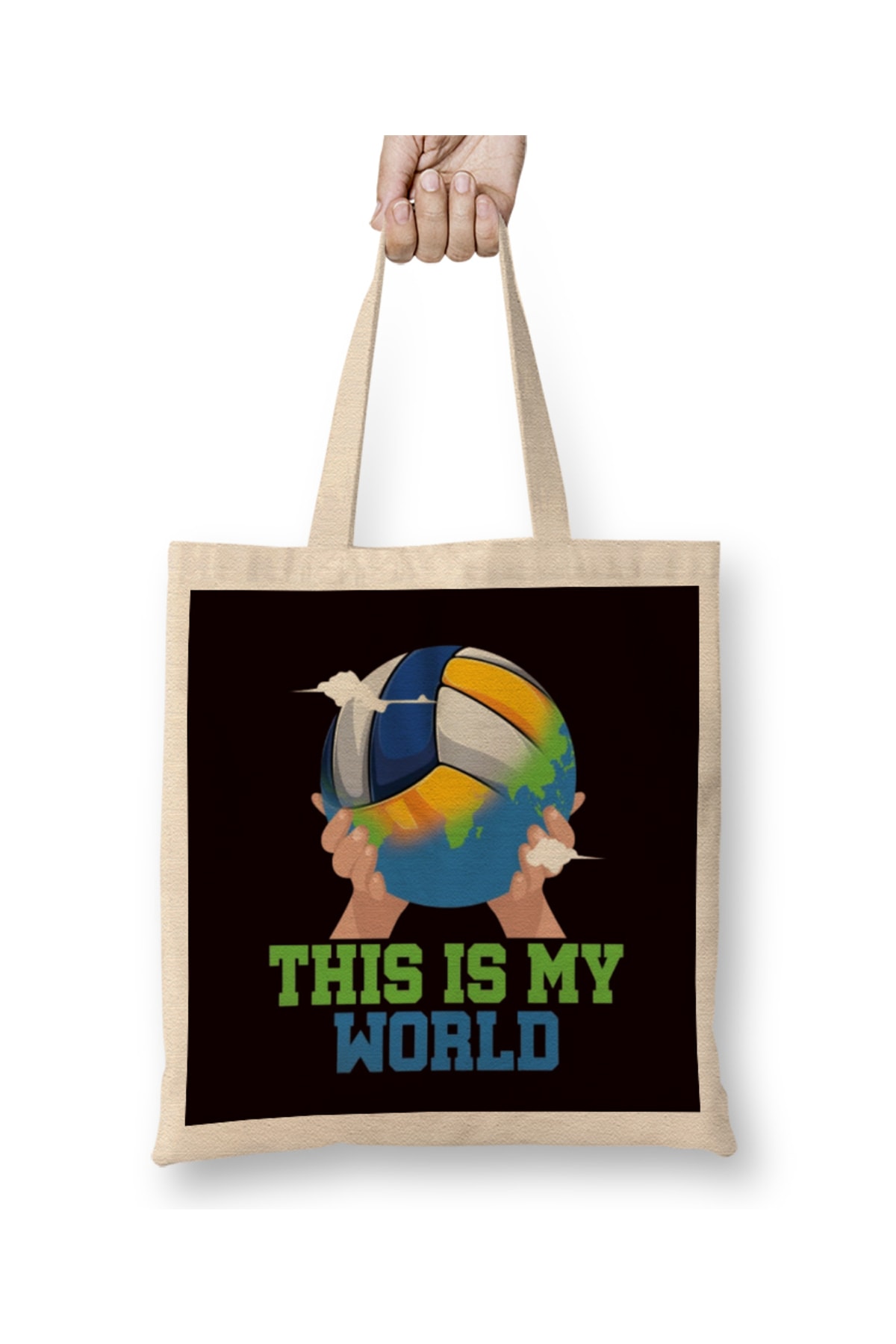 Baskı Dükkanı Volei My World Ball Sports Beach Volleyball Setter Game Geantă Din Pânză Cu Mâner Lung Unisex - Standard