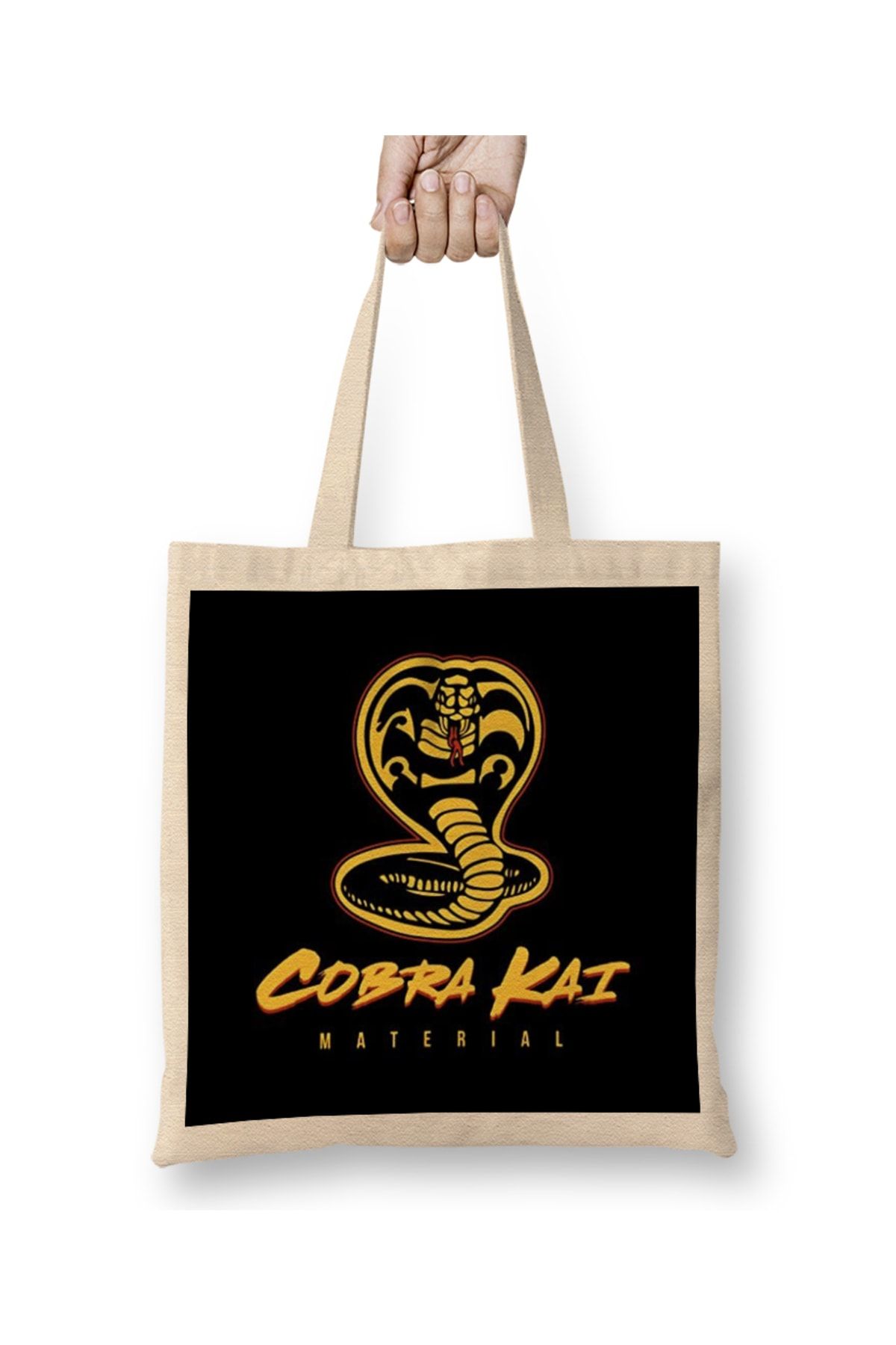 Baskı Dükkanı Material Cobra Kai - Geantă Tote Cu Mâner Lung Unisex - One Size