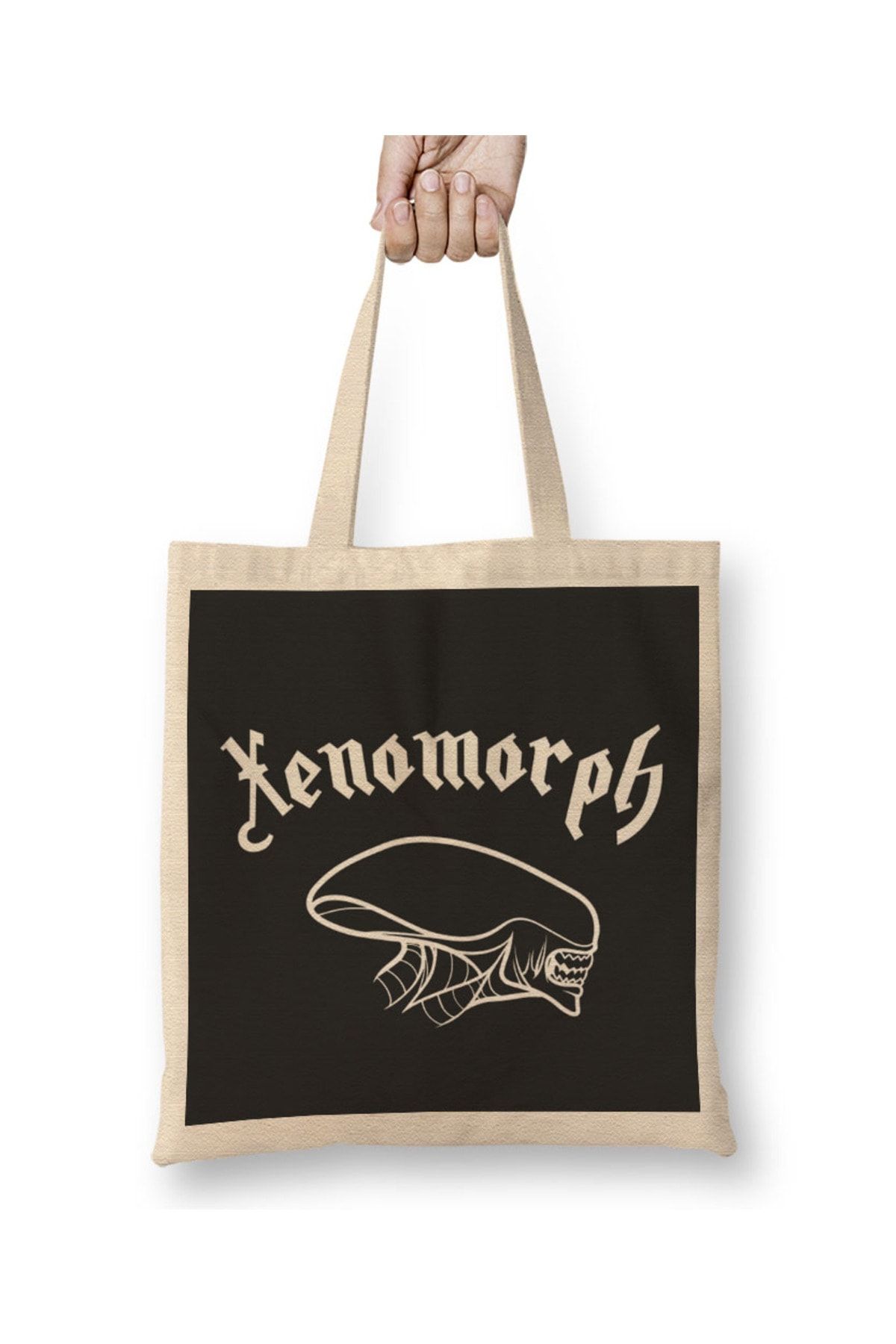 Humuts-Xenomorph Outline Side Profile Alien Tote Bag Long Handle 1