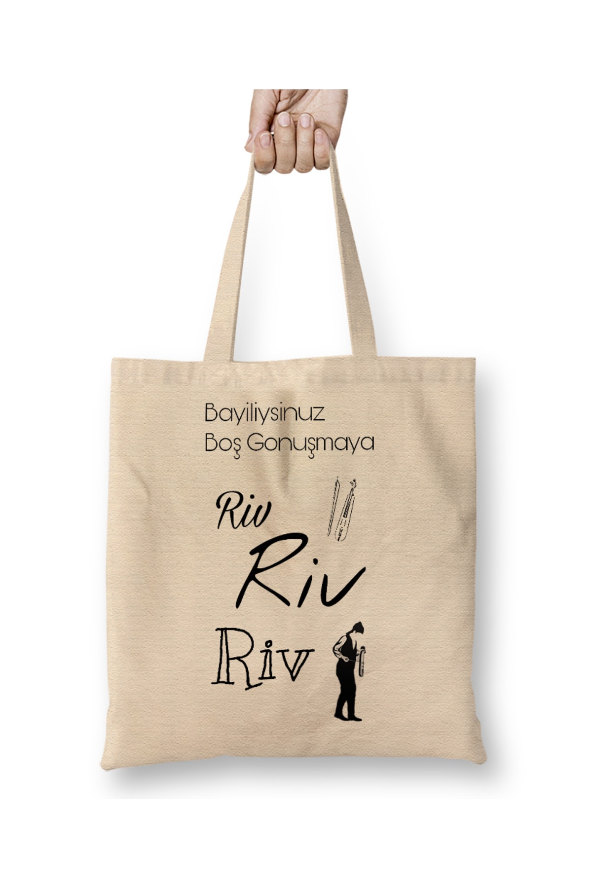 Rivrivriv You are a Dealer Empty Wadding Black Sea Cloth Bag Long Handle