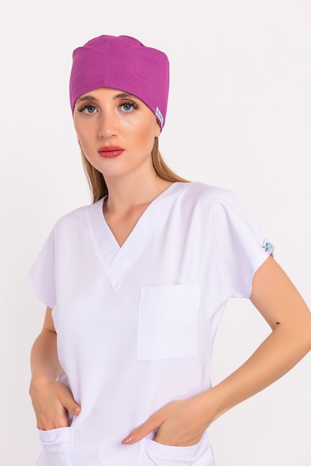 Nur Medikal Giyim Kadın Açık Mor Cerrahi Hastane Doktor Hemşire Aşçı Bonesi