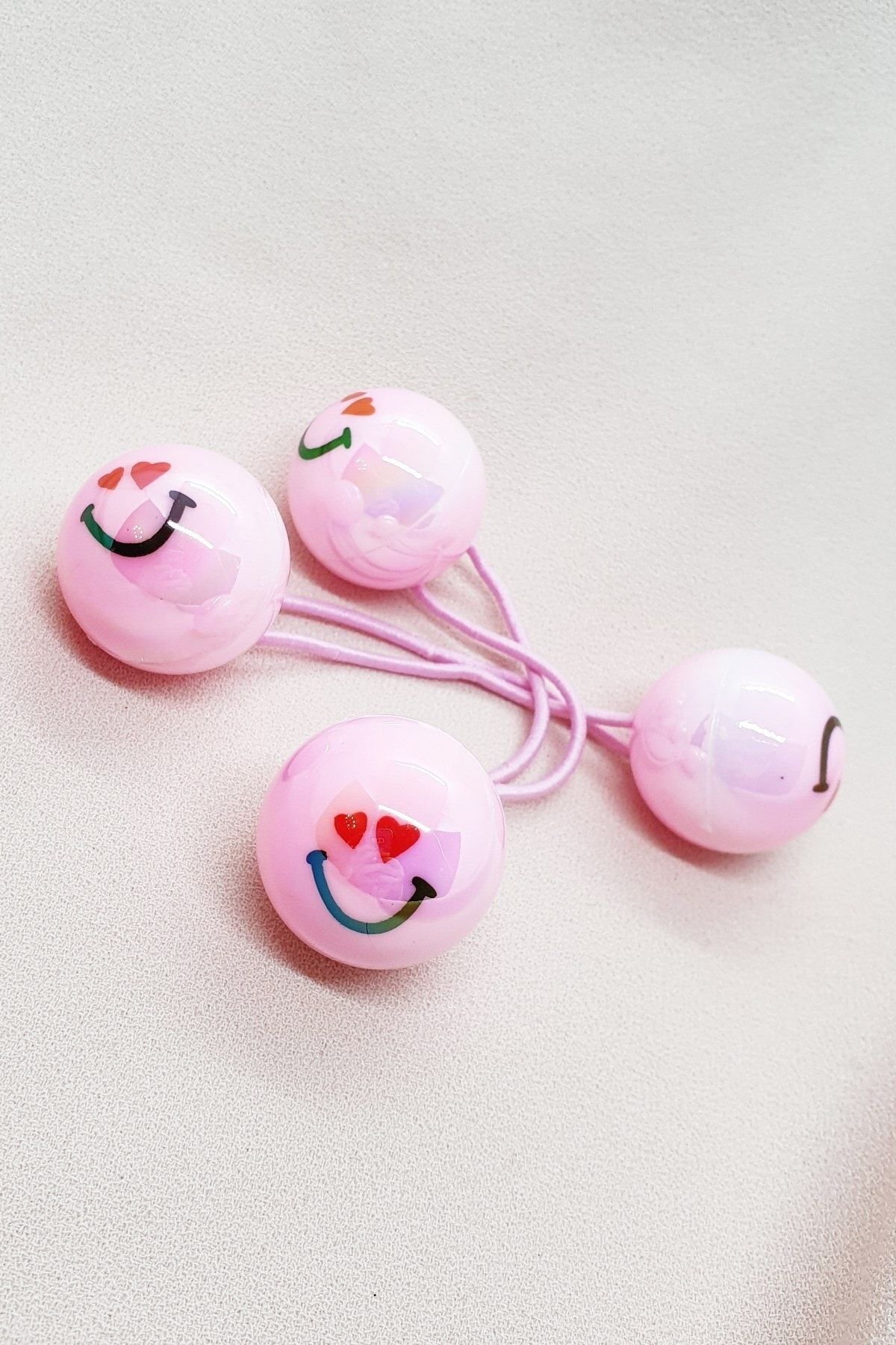 More & Else-Children's Light Pink Color Heart Emoji Round Model Double Elastic Buckle 6
