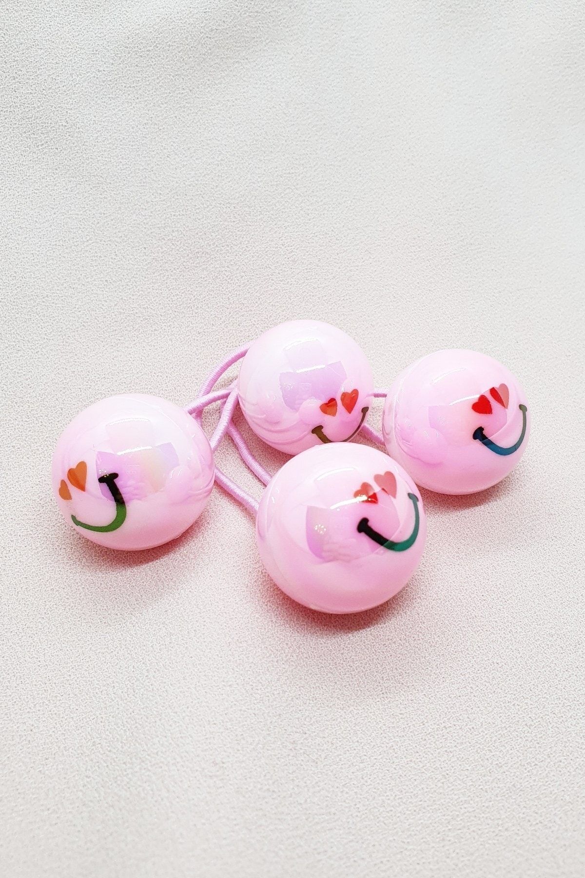 More & Else-Children's Light Pink Color Heart Emoji Round Model Double Elastic Buckle 7