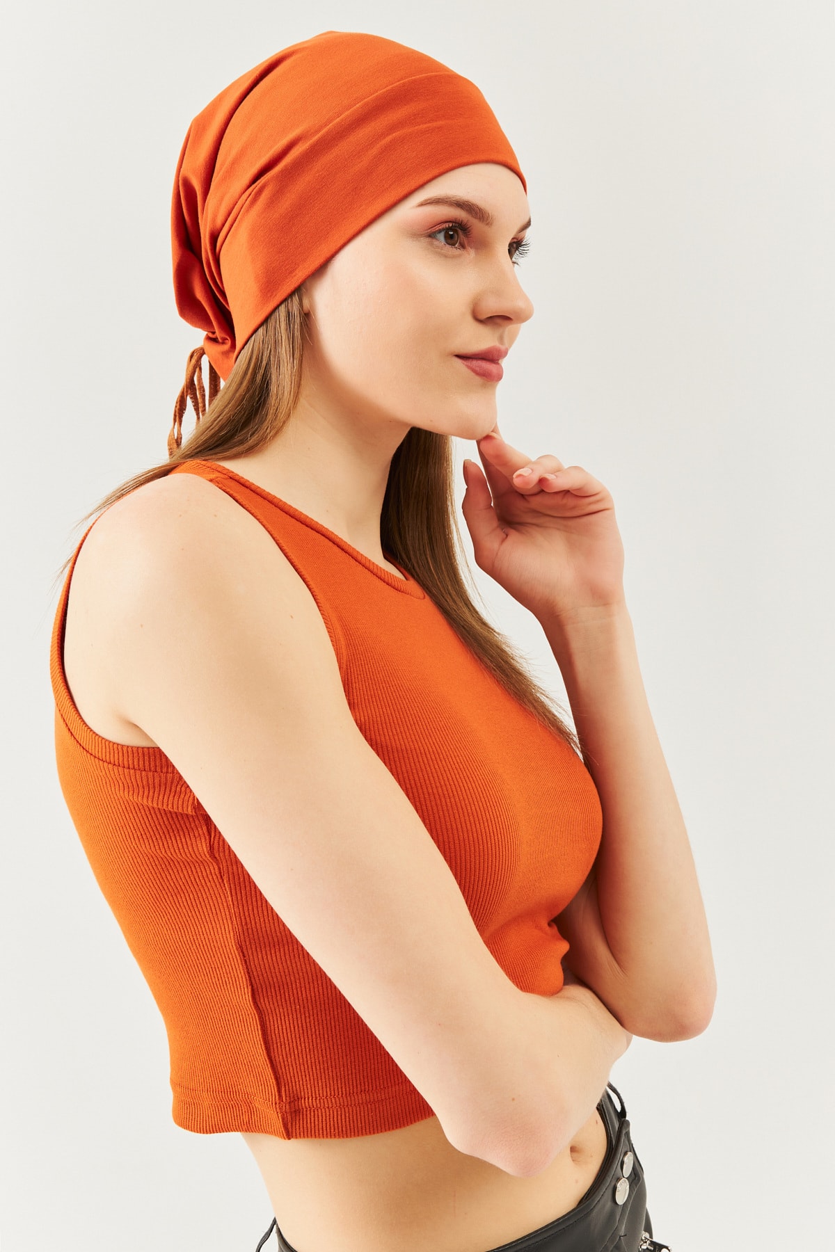 Butikgiz  Kiremit Ip Detaylı Özel Tasarım 4 Mevsim Şapka Bere Buff -ultra Yumuşak Doğal Penye Kumaş - Görsel 3