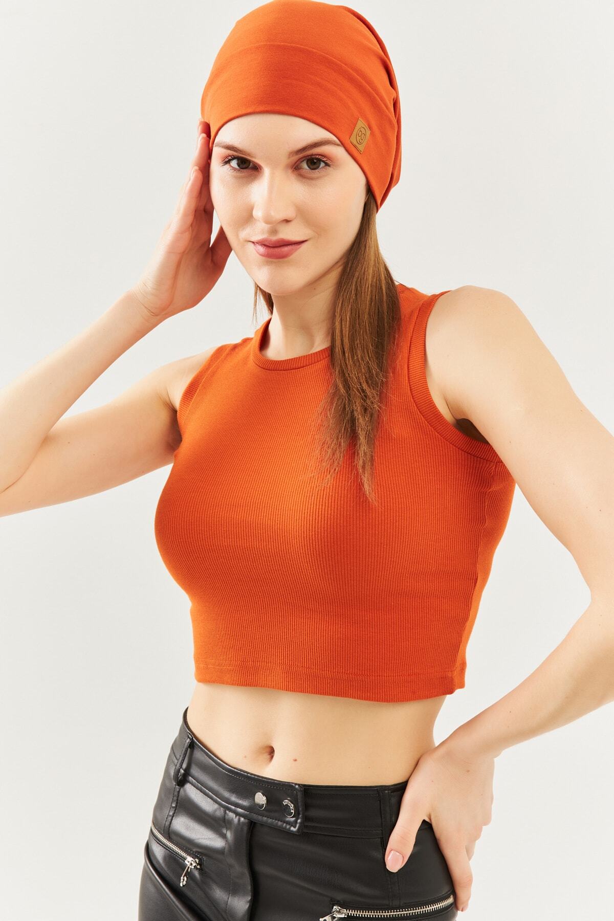 Butikgiz  Kiremit Ip Detaylı Özel Tasarım 4 Mevsim Şapka Bere Buff -ultra Yumuşak Doğal Penye Kumaş - Görsel 5