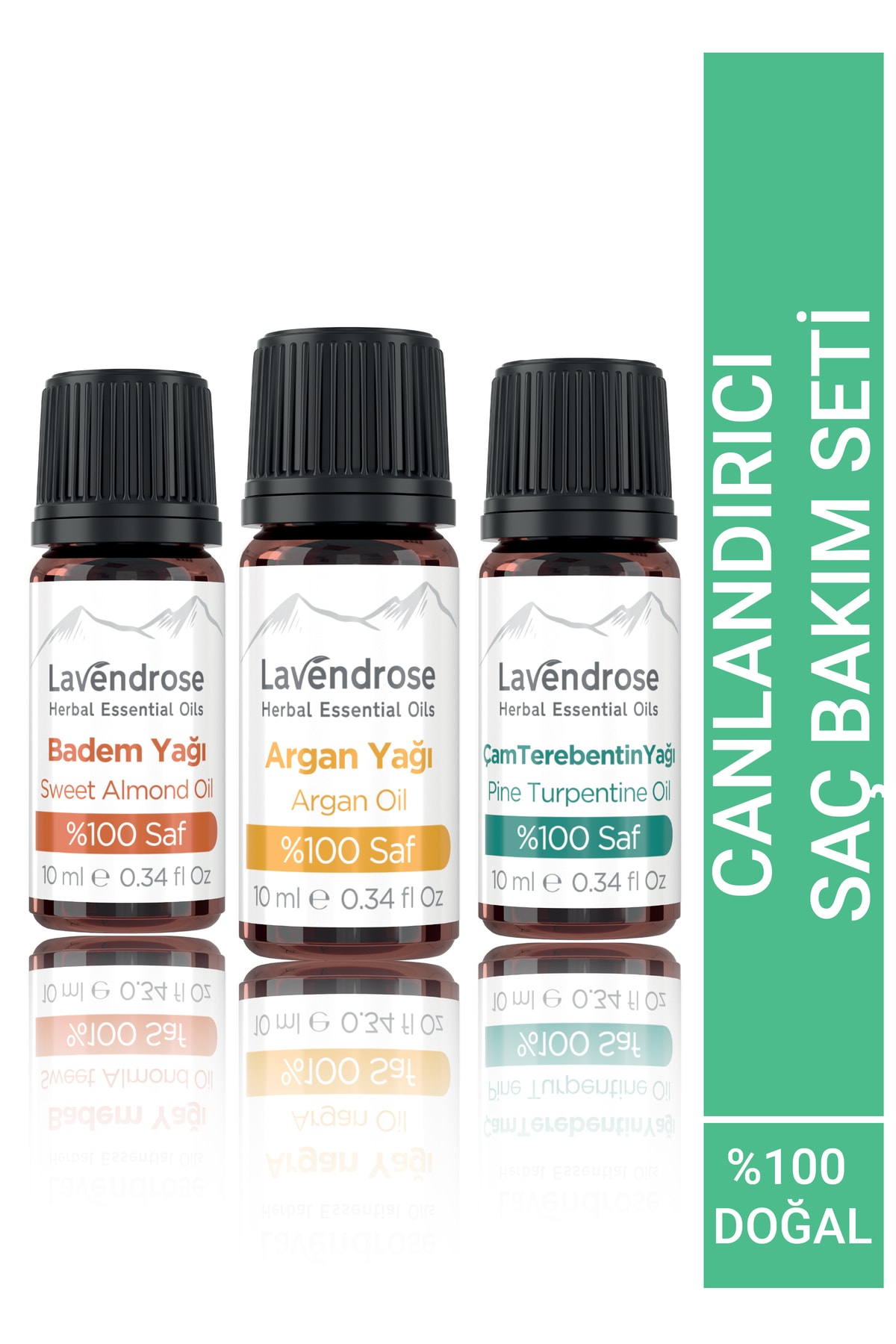 Lavendrose Canlandırıcı Saç Bakım Uçucu Yağ Aromaterapi Set %100 Saf Badem Yağı,argan Yağı,çam Terebentin Yağı — SA01