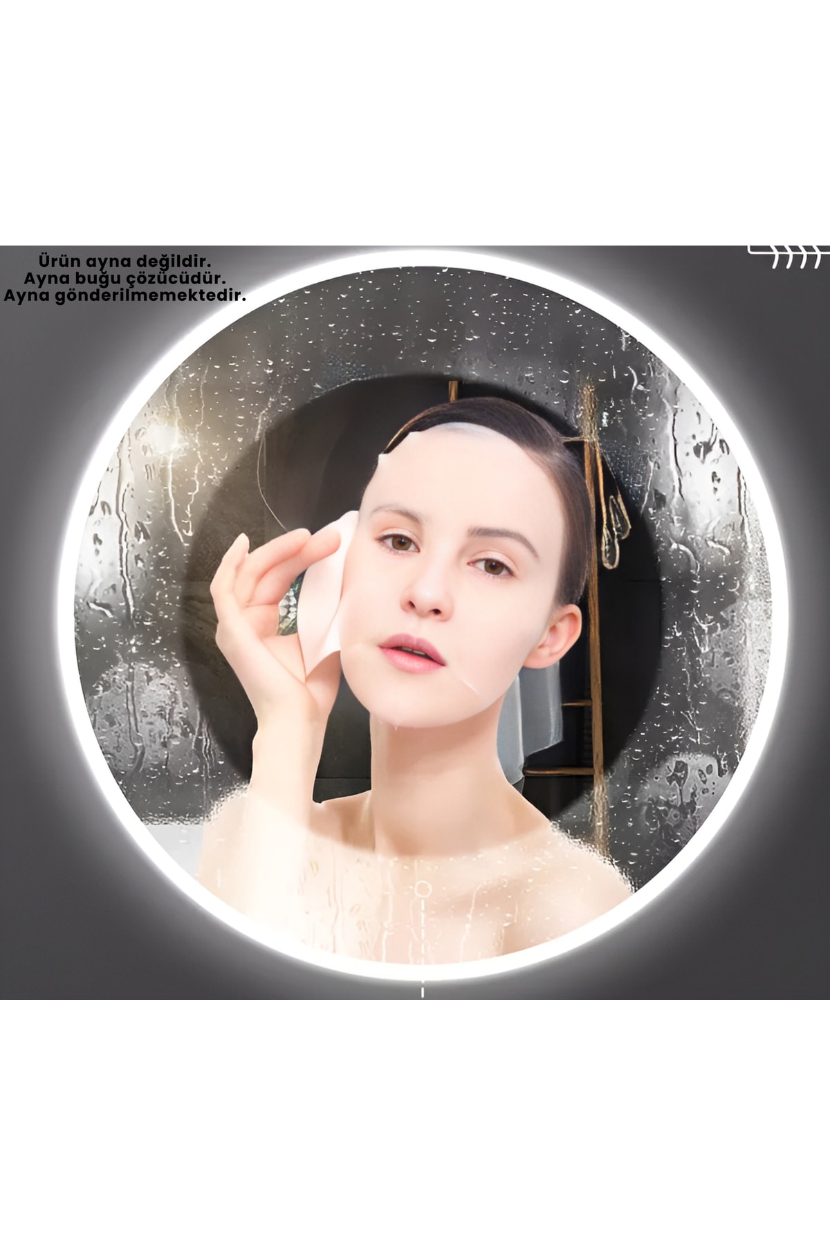 BUGUSAN Ledli Ayna Buğu Giderici Yuvarlak 110v - 220v Ac 25x25cm