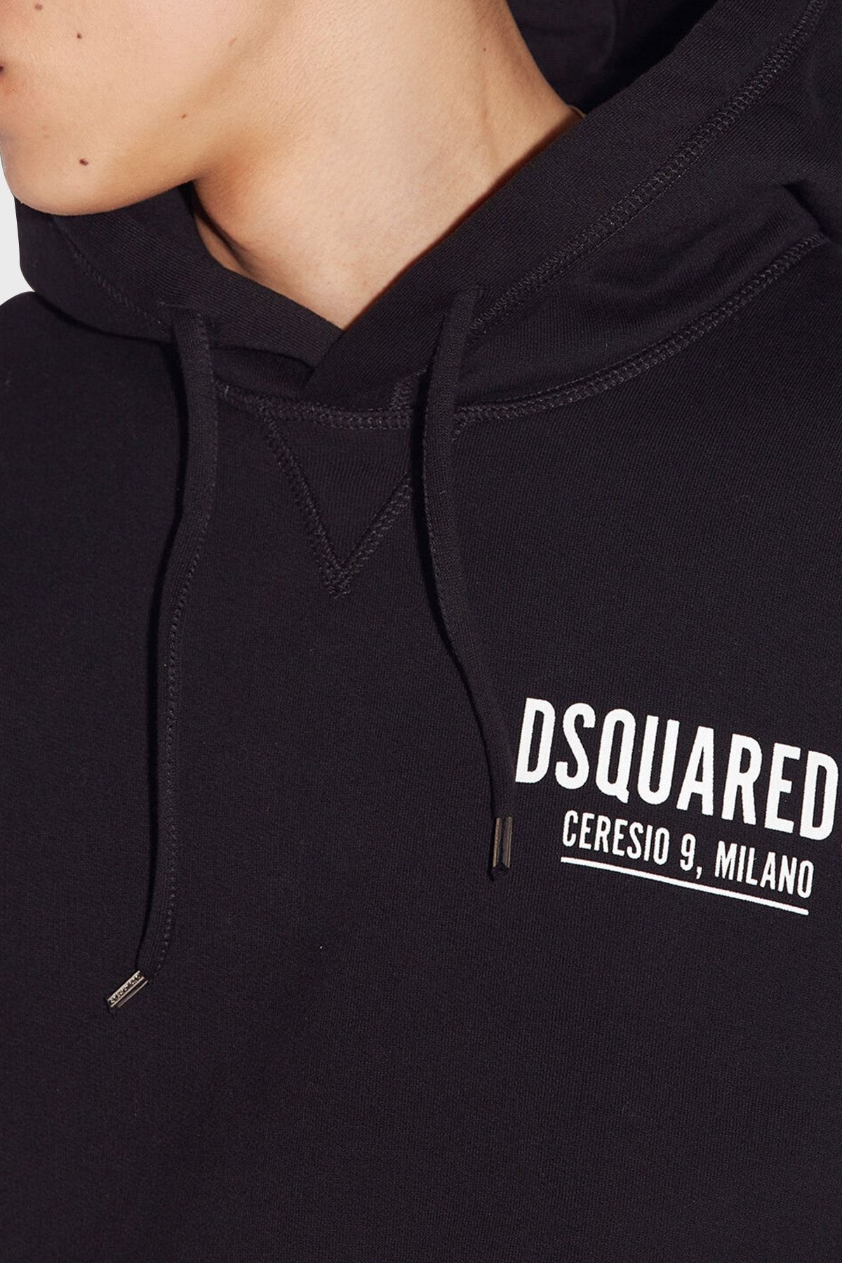 DSquared2 Printed Cotton Regular Fit Hooded Collar Sweat Men s