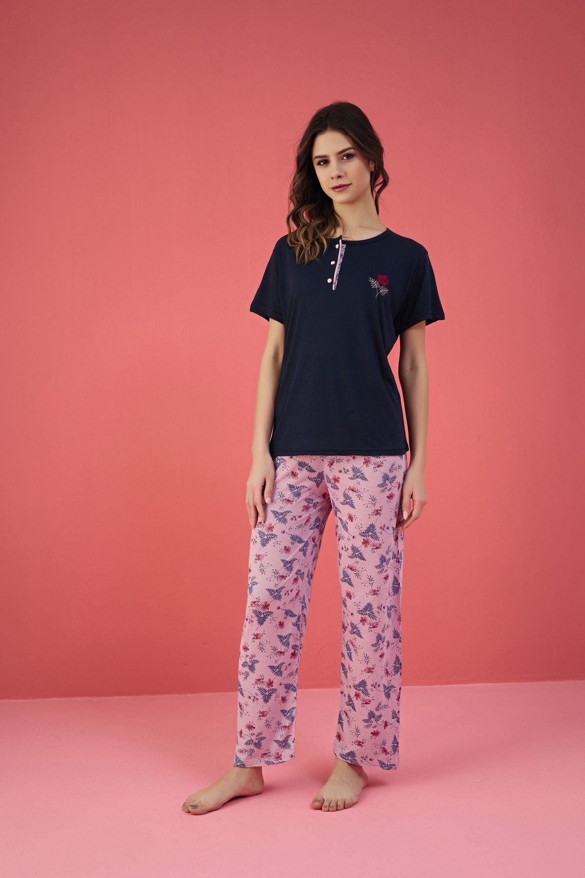 Printed Viscose Regular Fit Women's Pyjamas