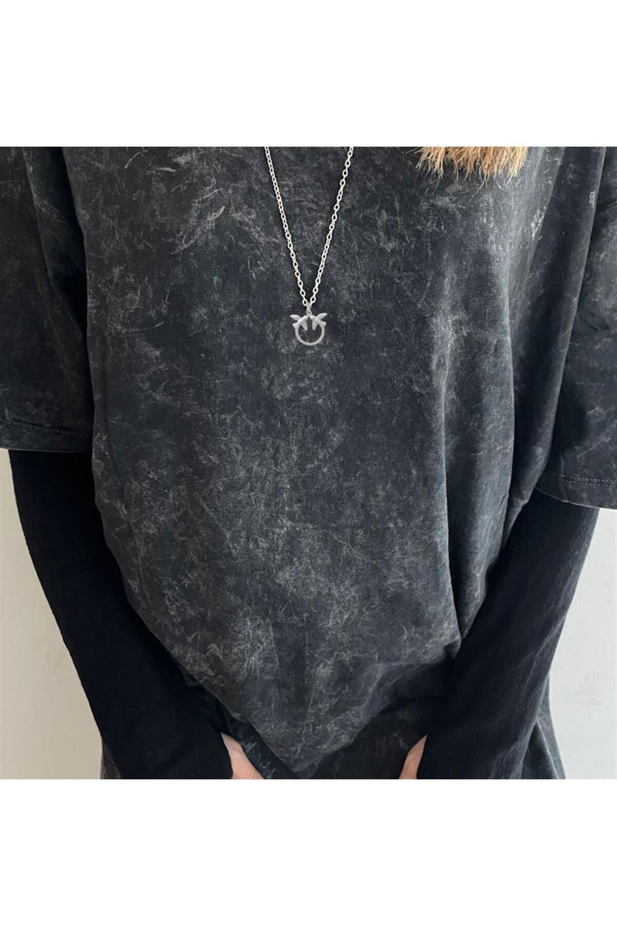 Touz-Unisex Double Bird Design Blunt Blunt Necklace 3
