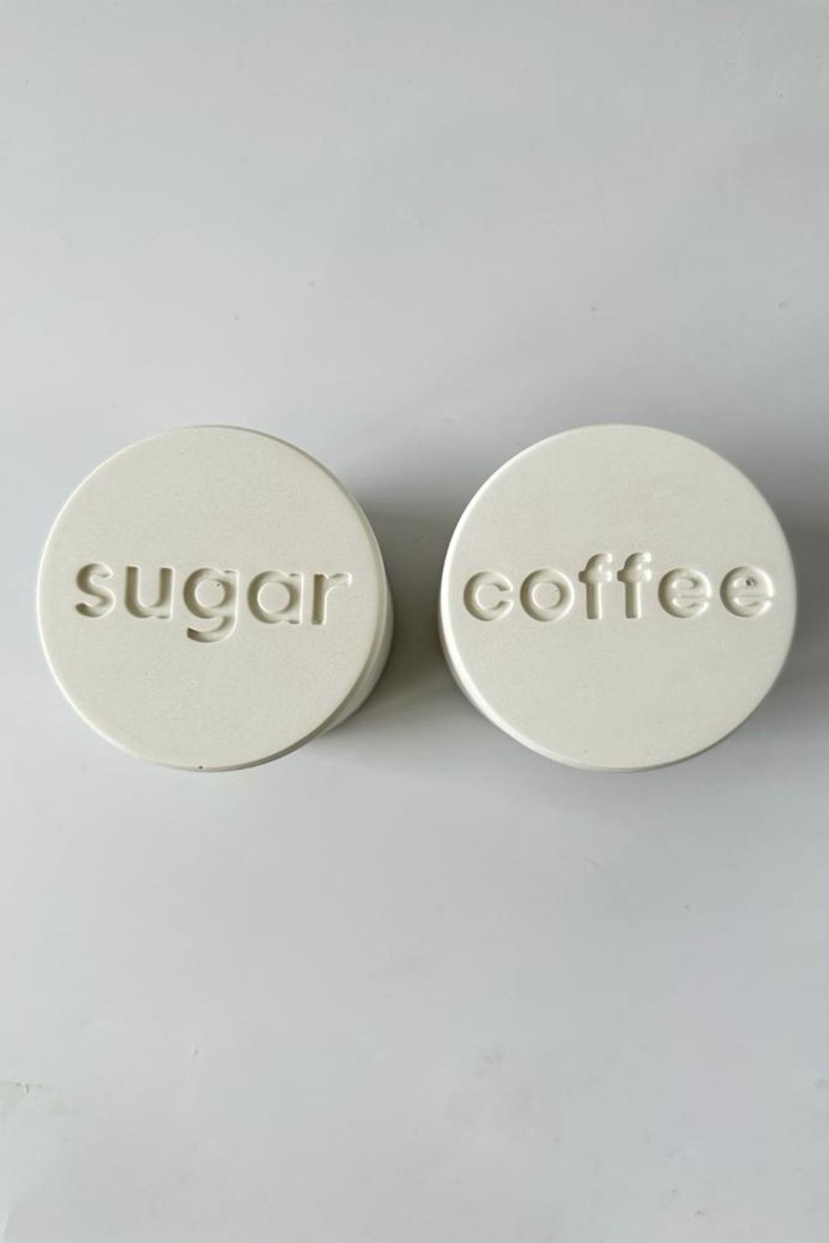 Studio Ays-Concrete Spice Rack with Lid Sugar Bowl and Coffee Pot Set with Lid White 3