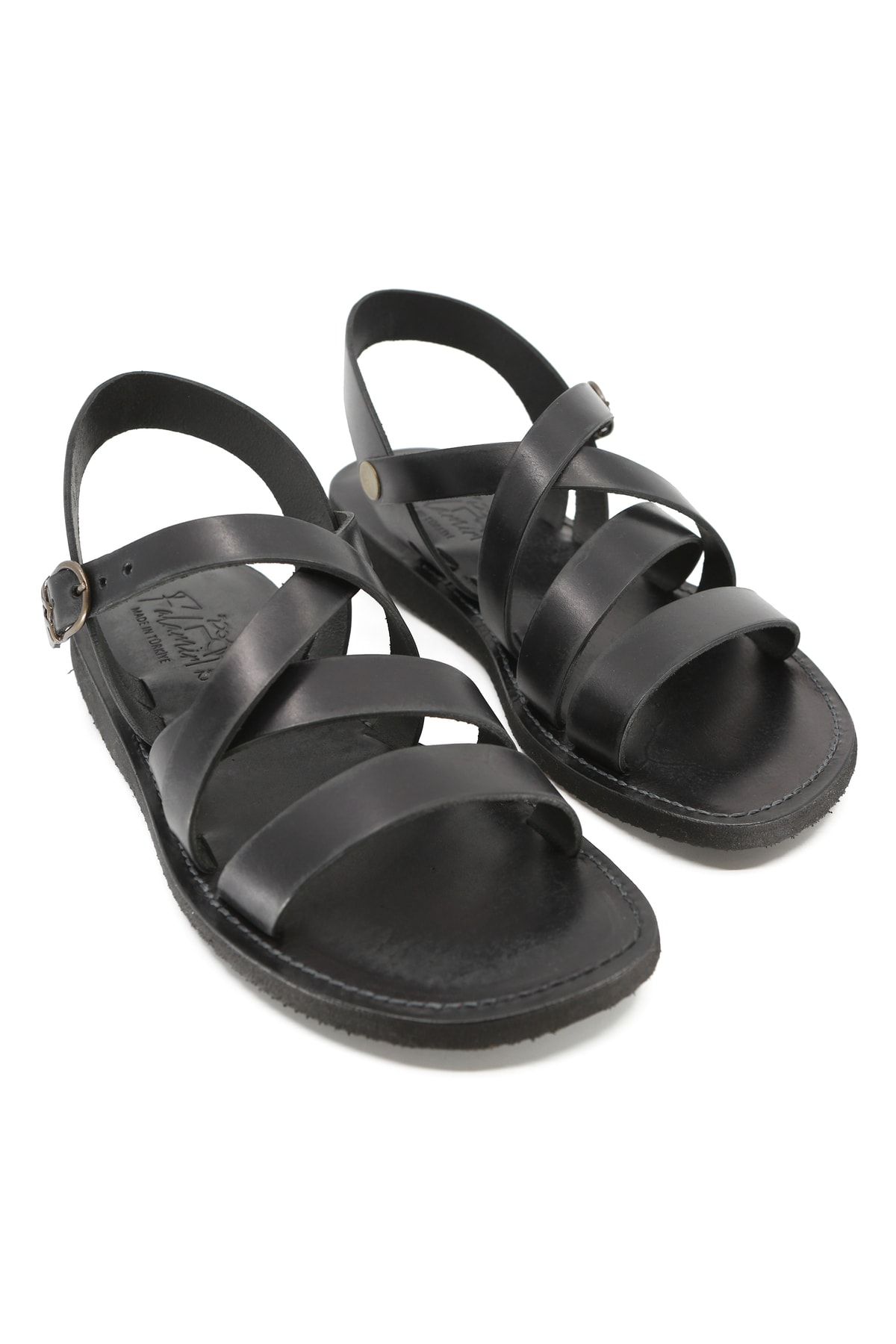 Falamir-Handmade Men's Leather Sandals 1947 Black 3