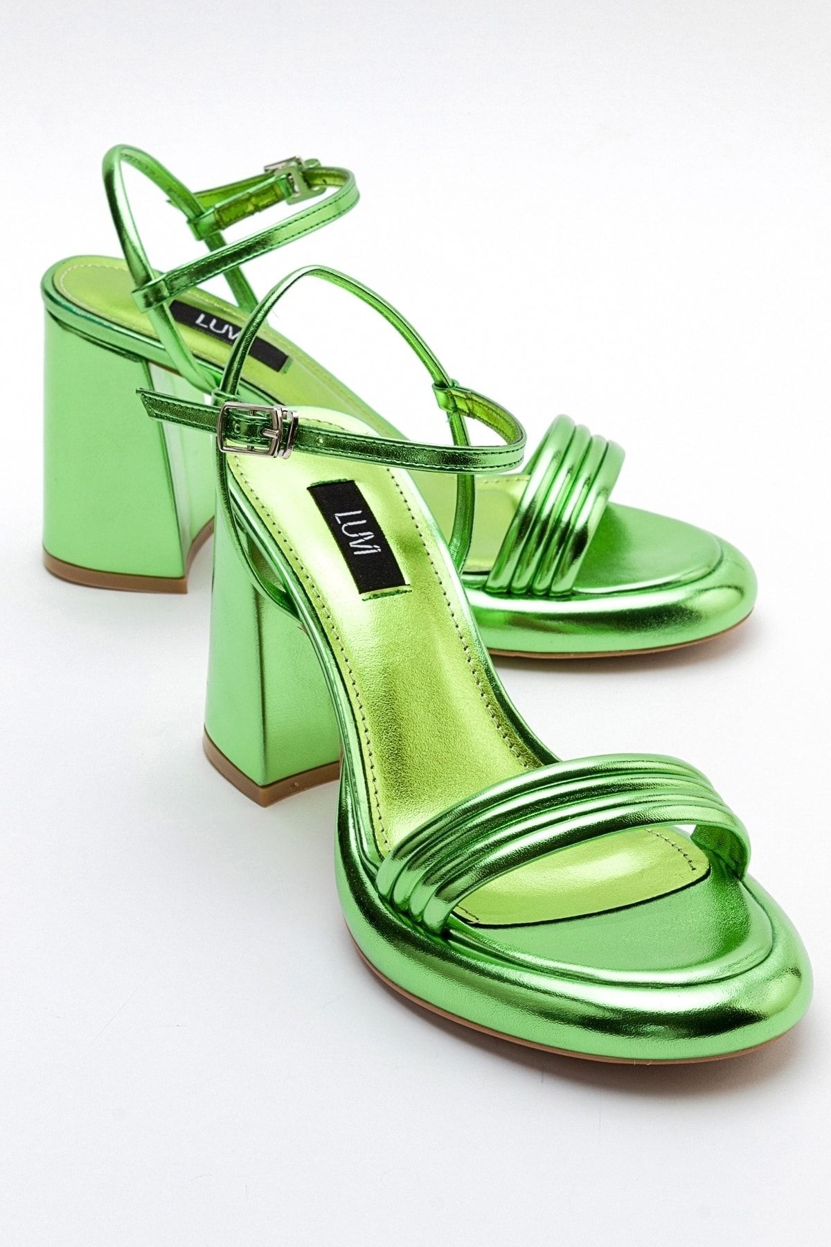 کفش پاشنه بلند زنانه متالیک سبز POSSE luvishoes