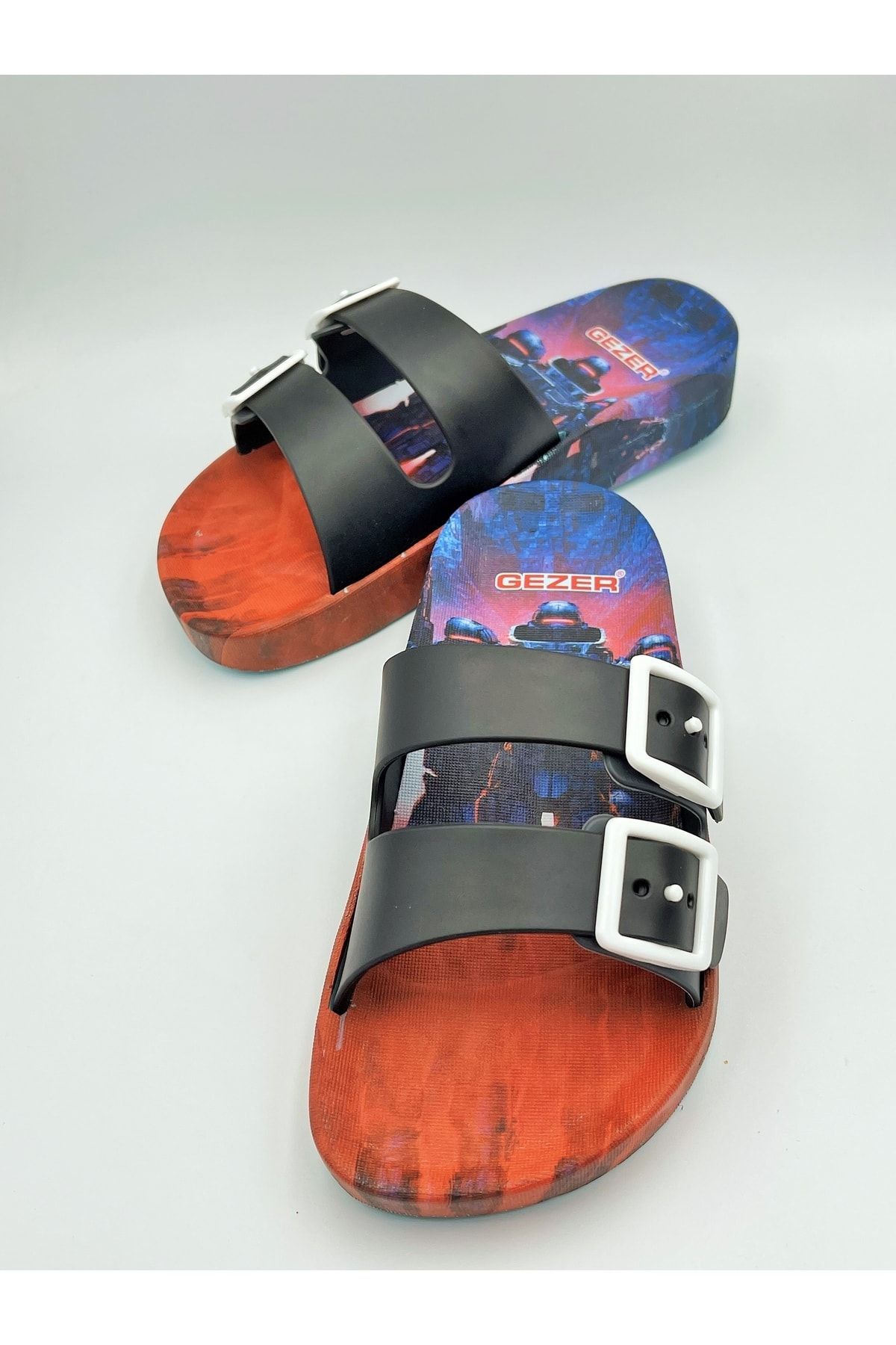 GEZER-Robot Printed Sliding Sole Boy's Slippers (Buy 1 Size Larger) 3