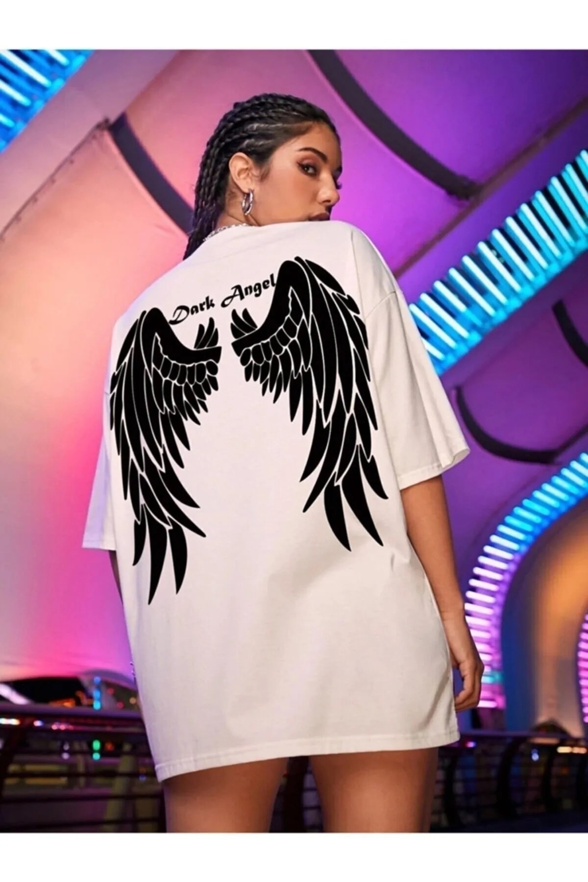 Women's Plus Size Dark Angel Printed Oversize T-shirt