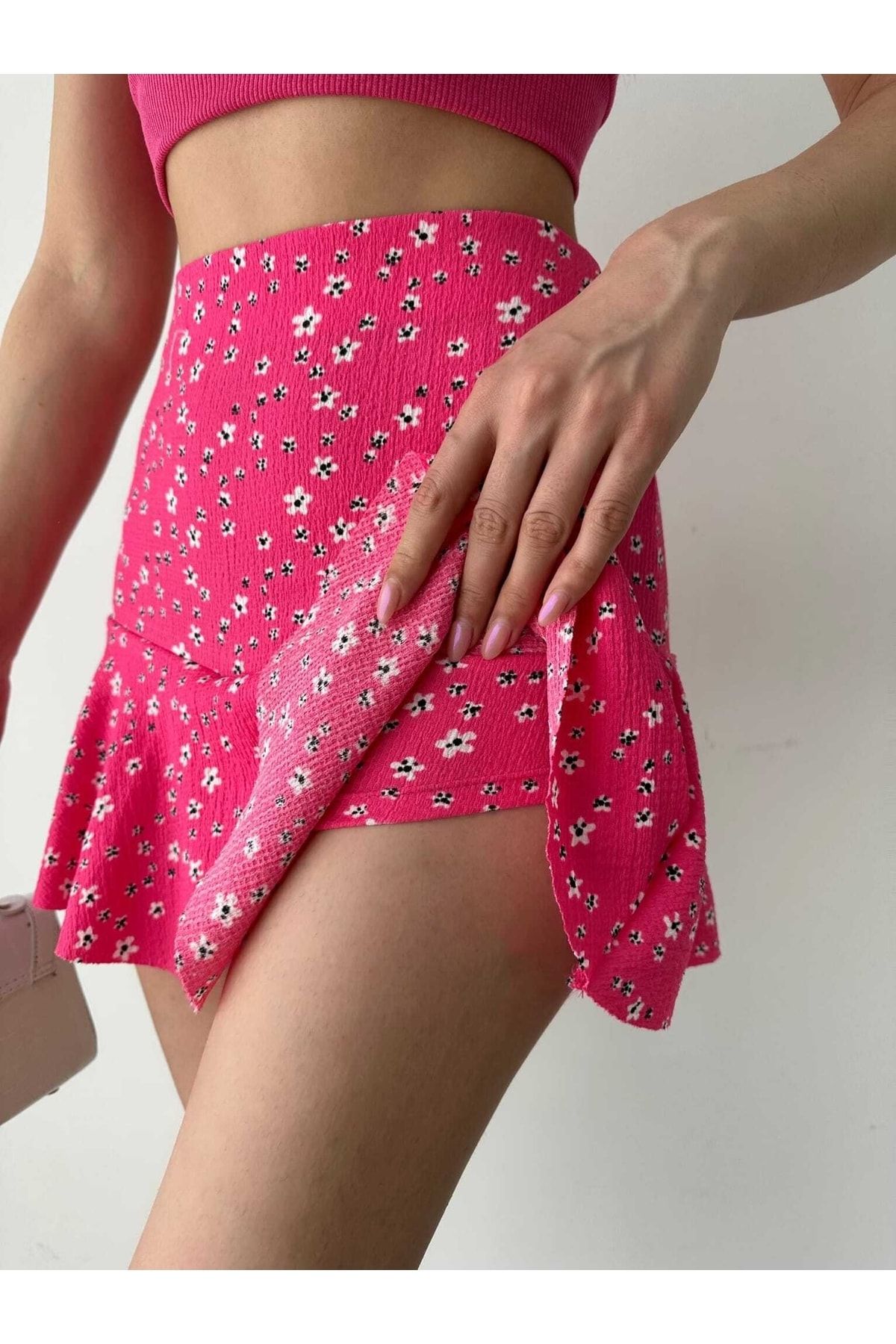 Patterned top flounced skirt