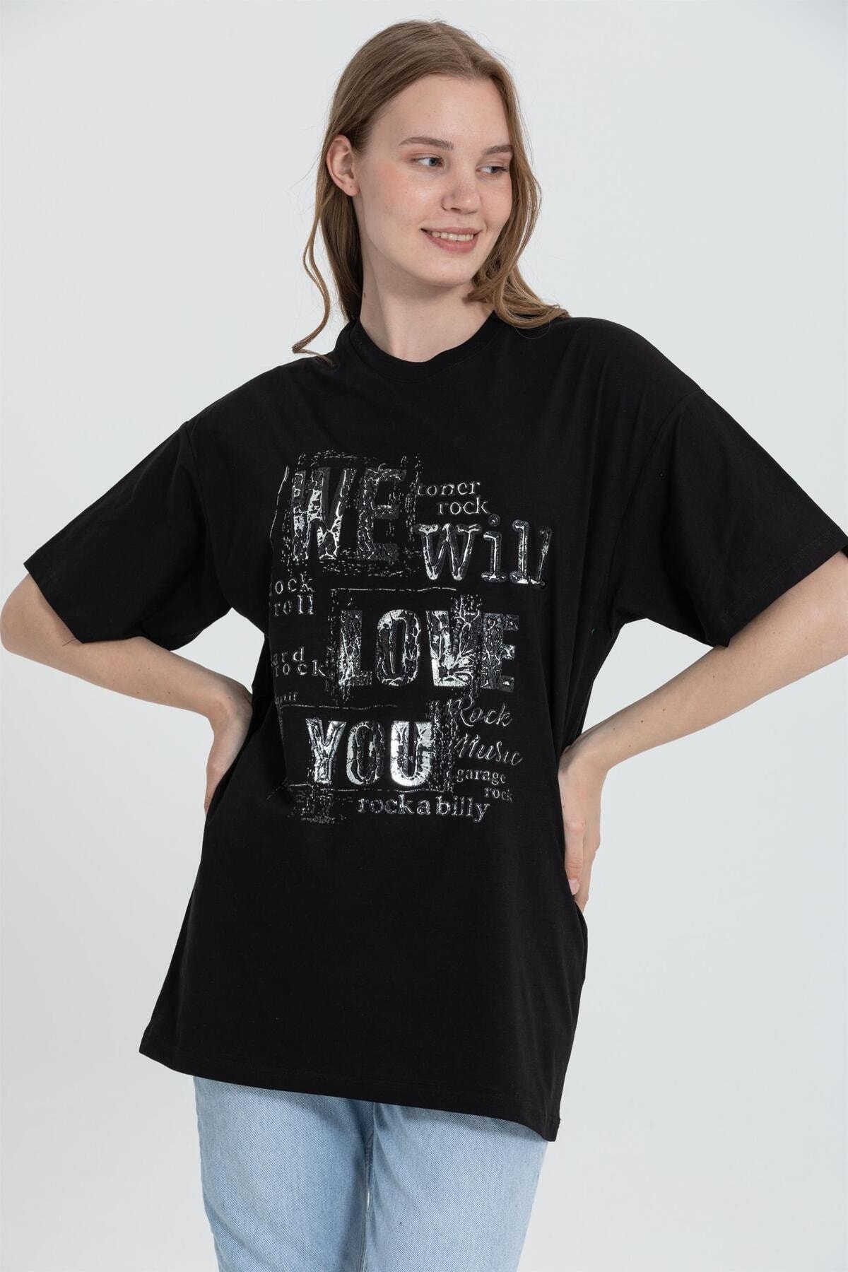 تیشرت با چاپ برجسته نقره R-5712