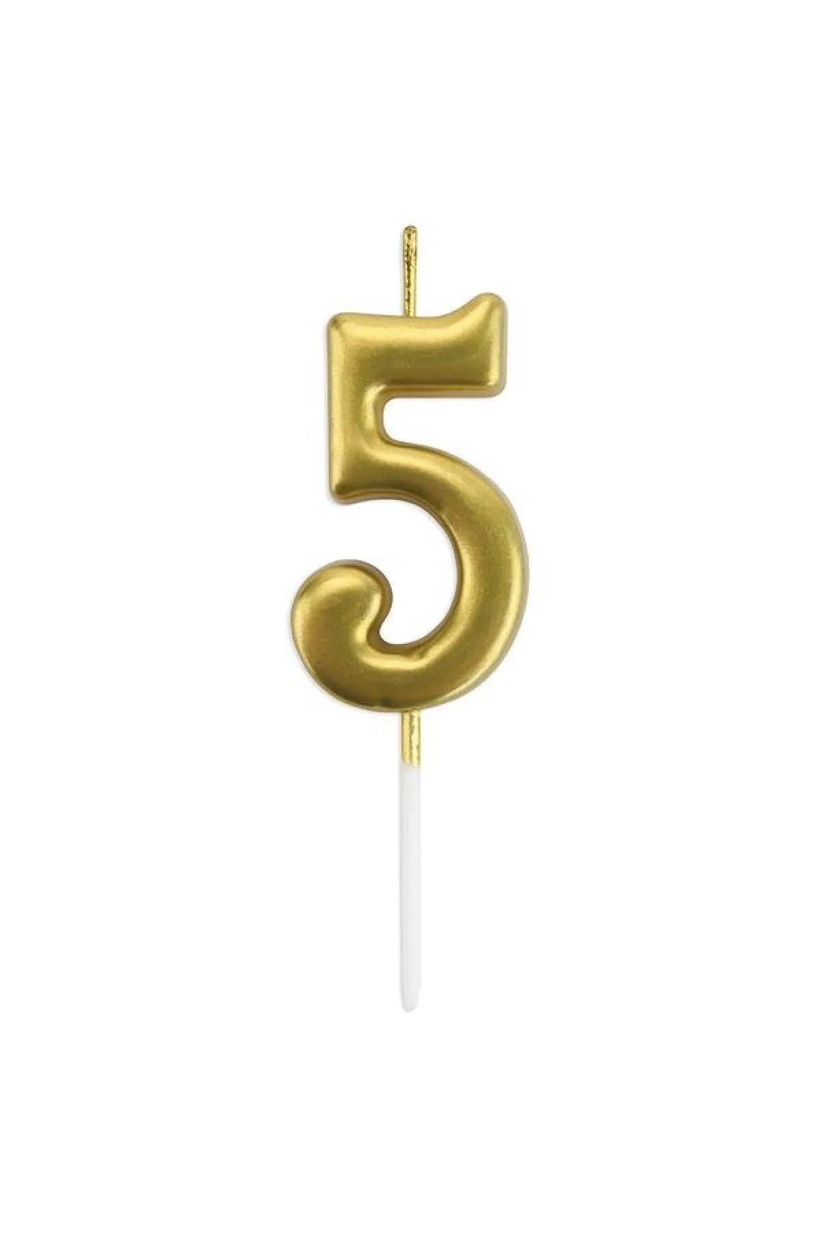 FOKUL 5 Yaş Gold Rakam Mum Altın Renk Doğum Günü Pasta Mumu Yaş Mumu 12 Cm