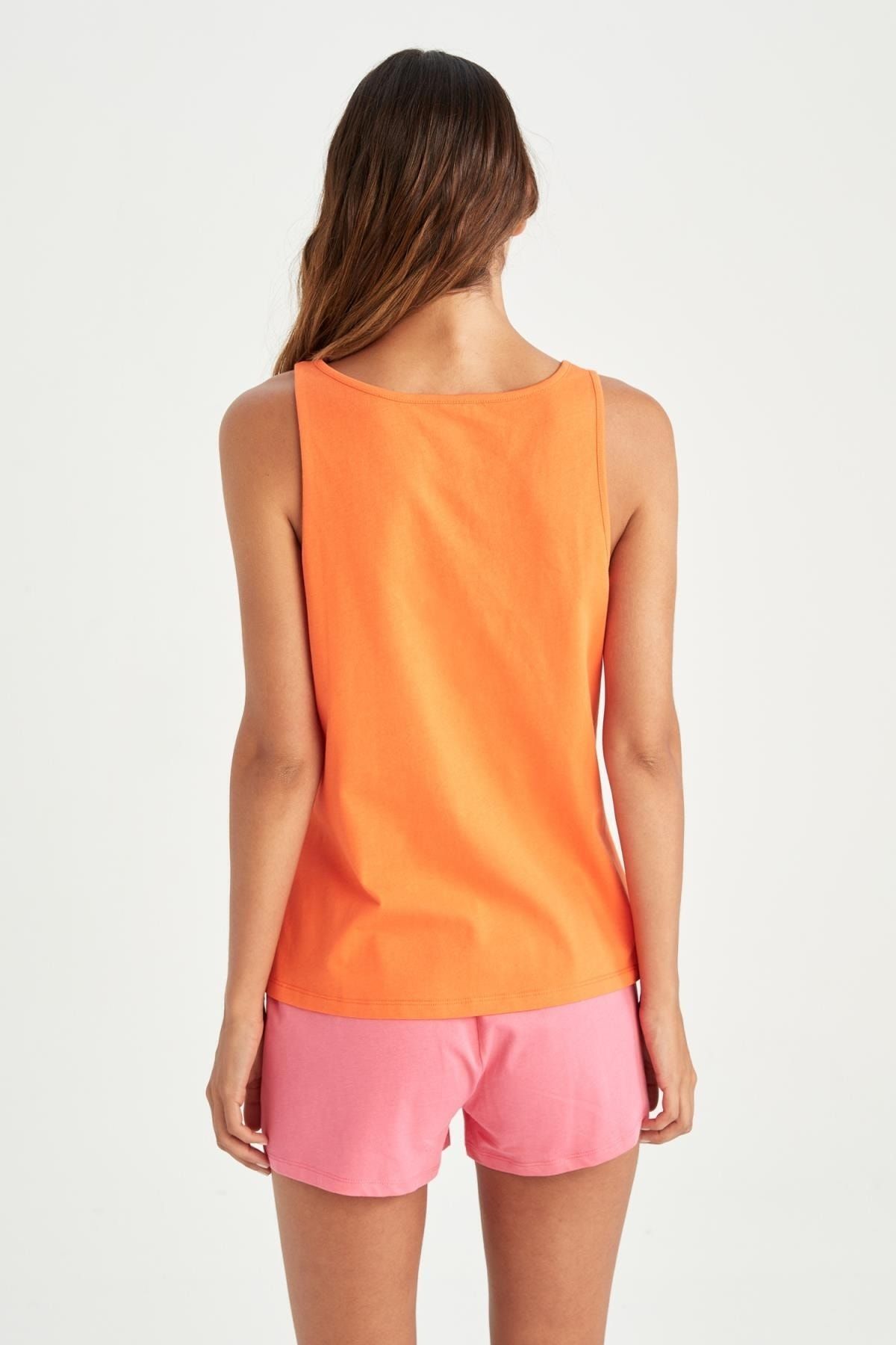 DeFacto-Fall In Love Regular Fit Pyjama-Set mit ärmellosen Sportler-Shorts und Fruchtmuster 5