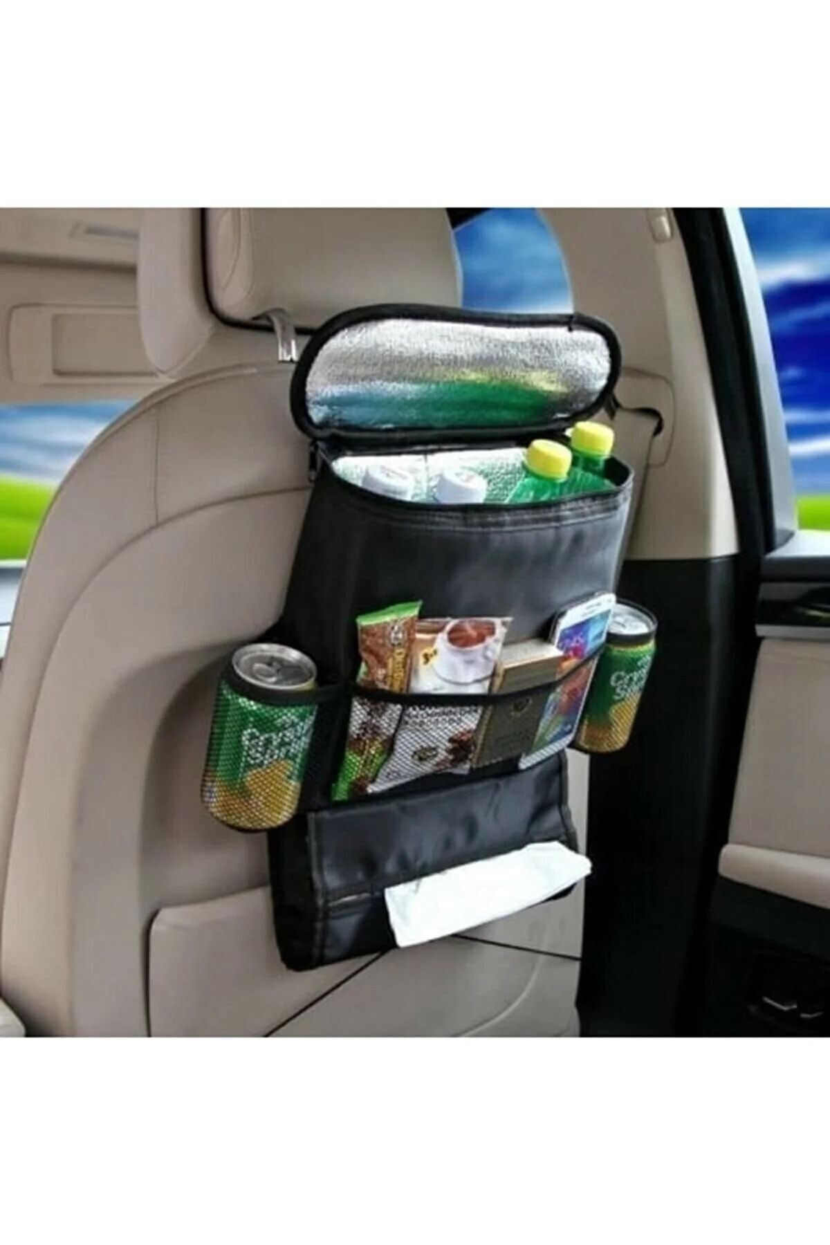 Car seat online organizer with cooler