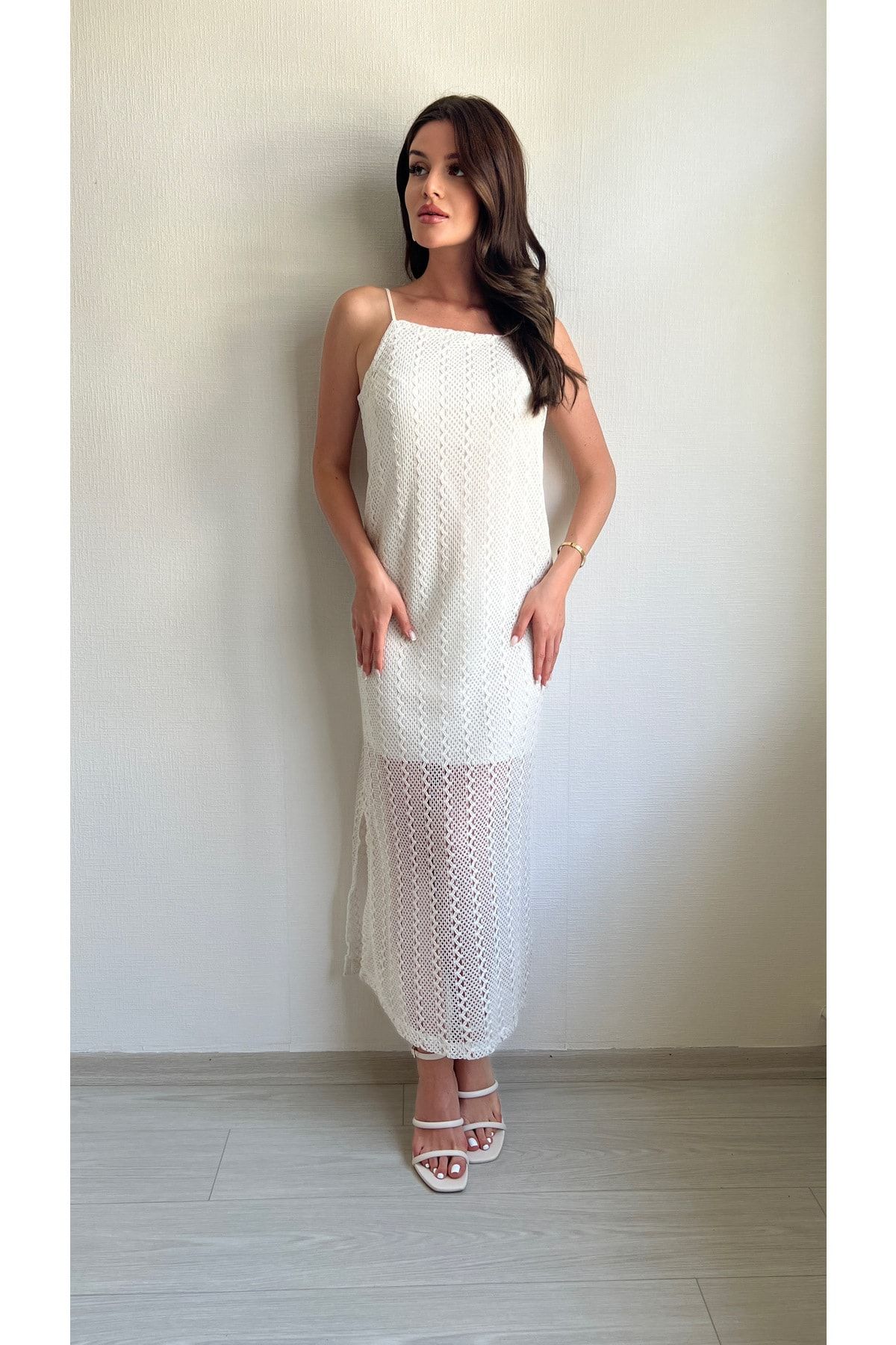 İtalyan beyaz İpek elbise astarlı oversize - Özel Dikim Elbise