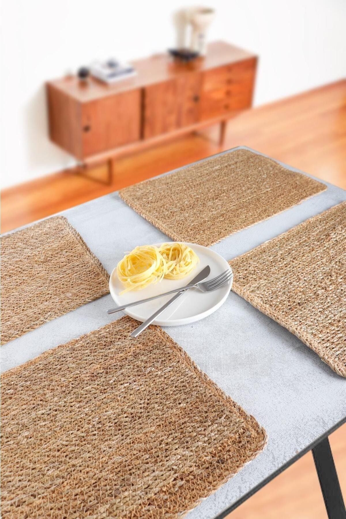 HOMENIVA-Set of 4 Handmade Rectangular Wicker Placemats 5