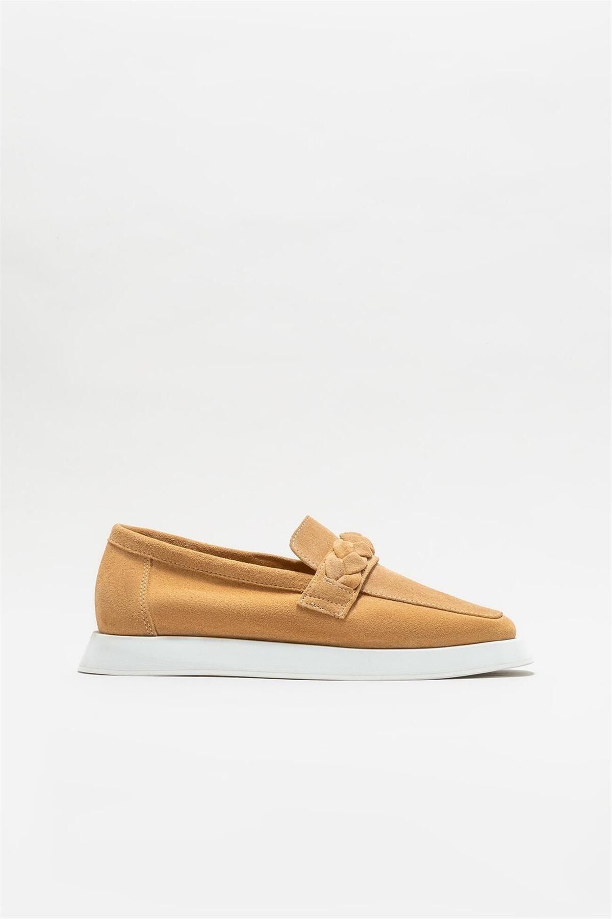 Camel Deri Kadın Loafer