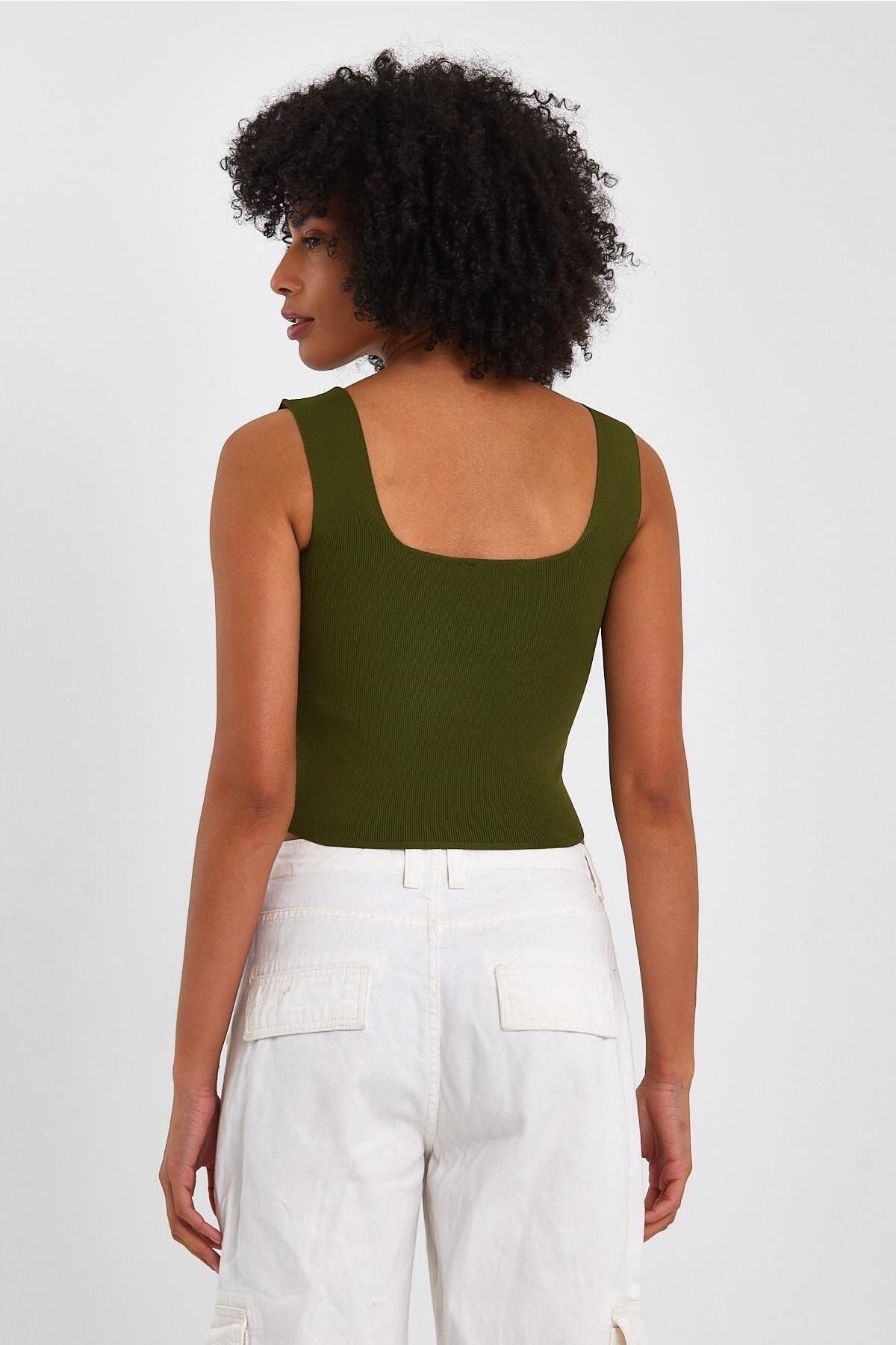 ALEXANDERGARDI-ALEXANDERGARDİ SQUARE COLLAR CROP ATHLETE (A90779-S) 3